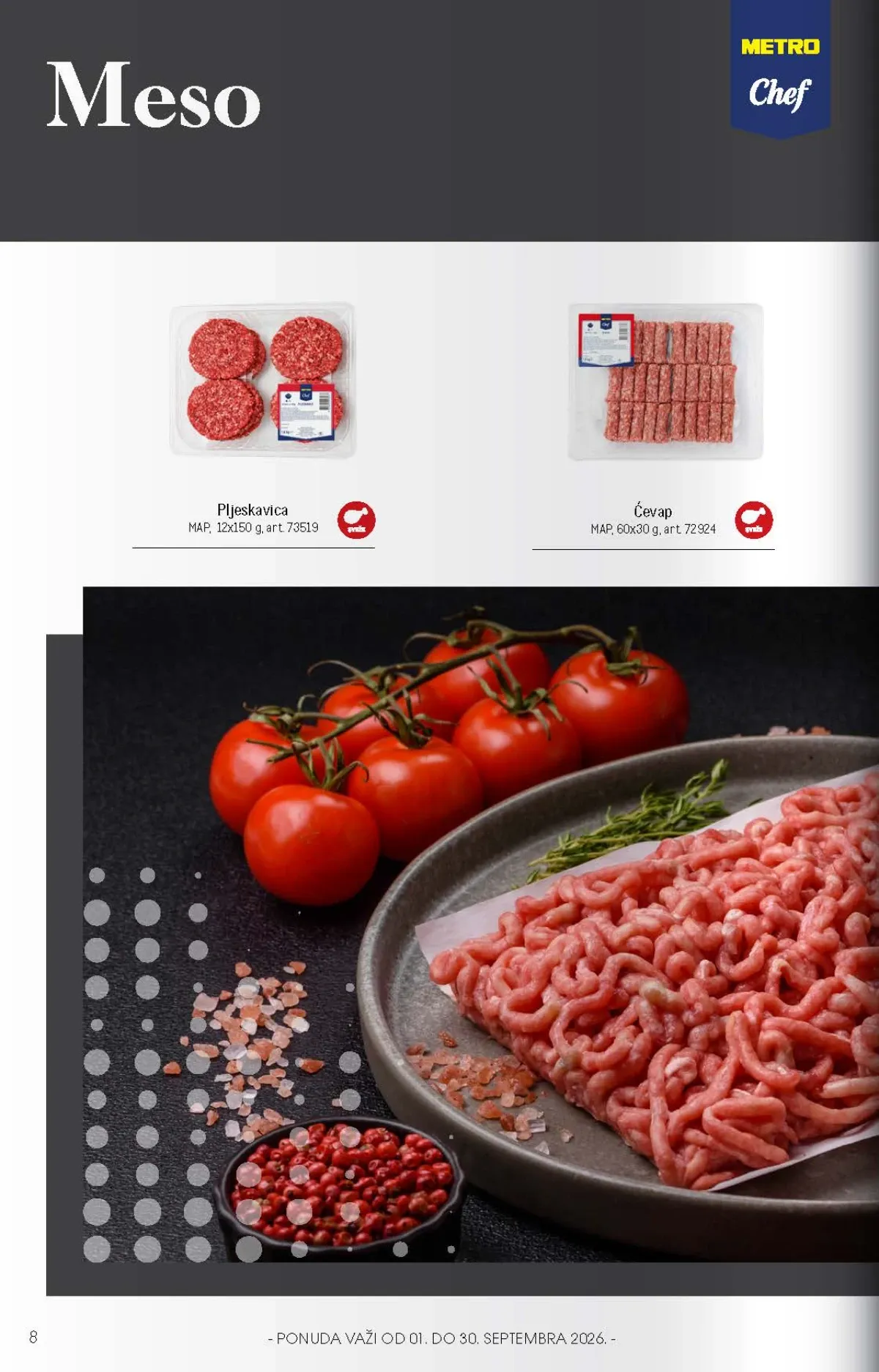 Pakovanja pljeskavica i ćevapa namenjena profesionalnoj ugostiteljskoj pripremi