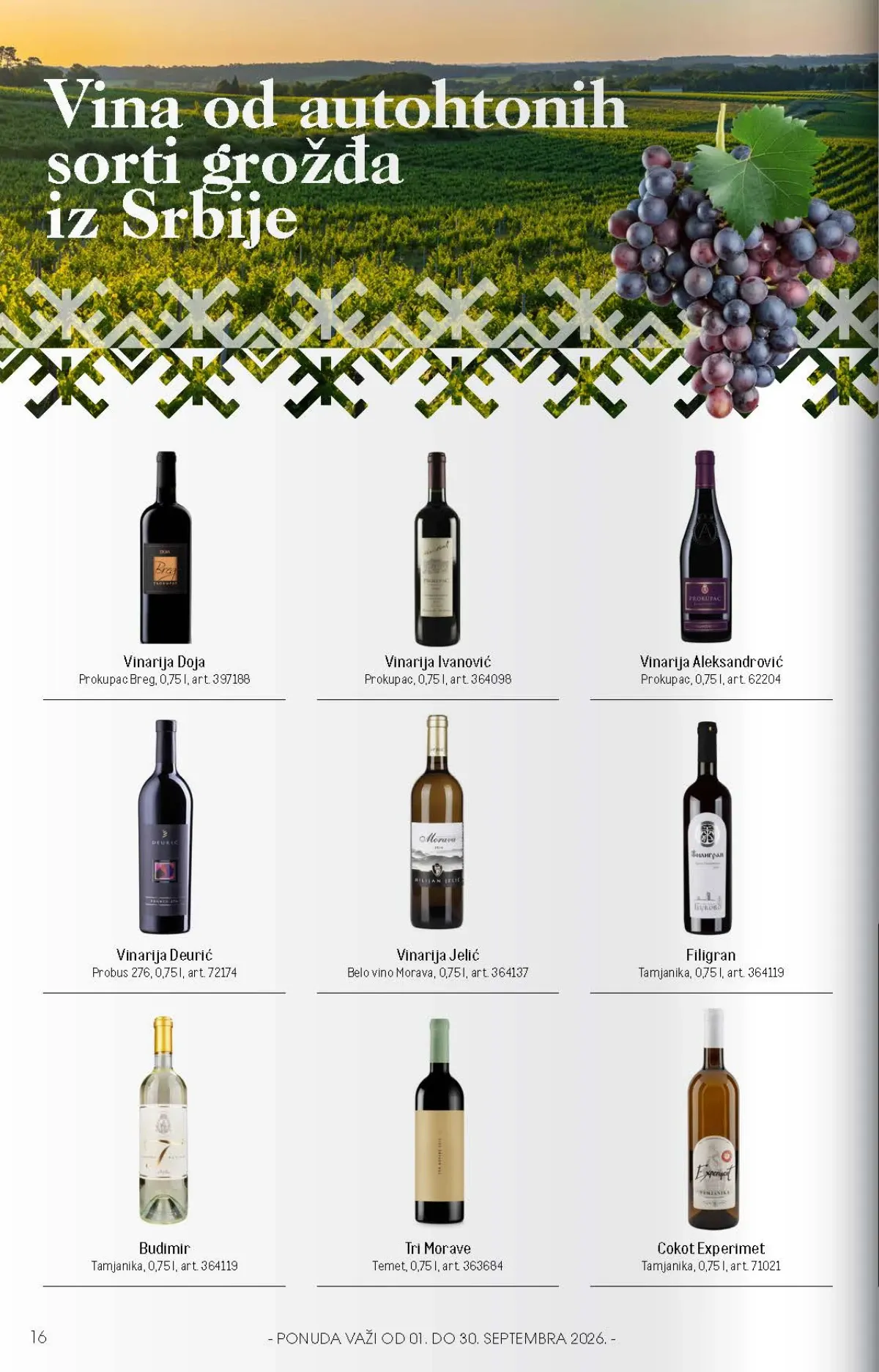 Vina od autohtonih sorti grožđa iz ponude odabranih vinarija iz Srbije