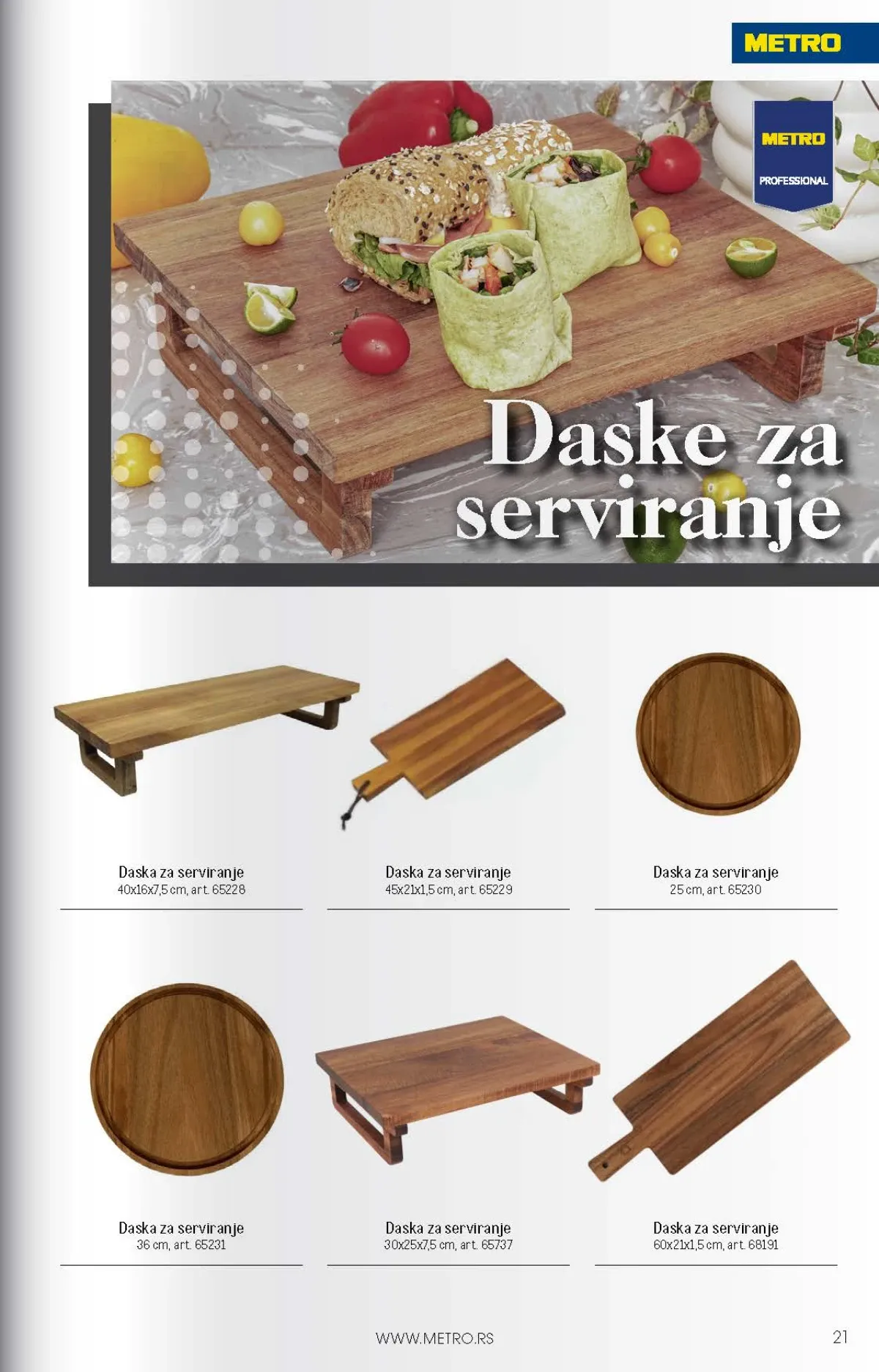 Drvene daske različitih oblika i dimenzija za serviranje hrane