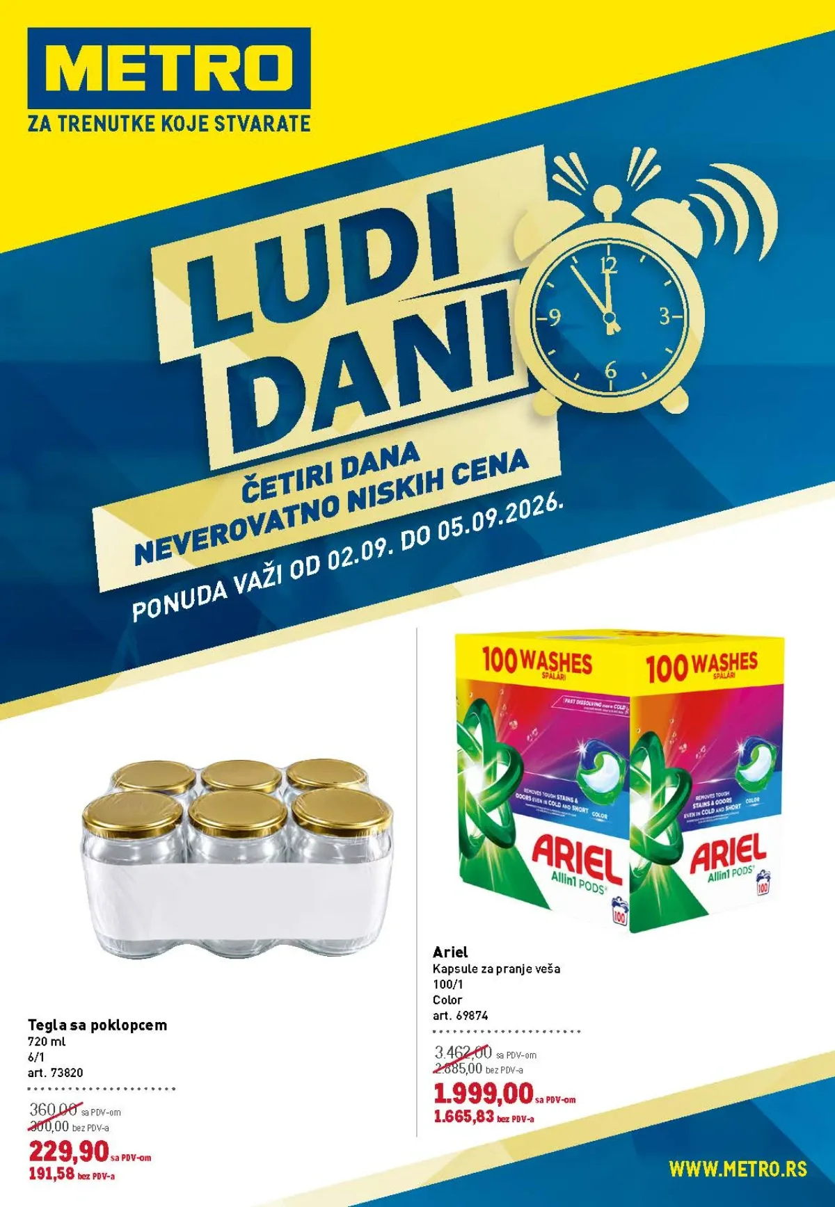 METRO Ludi dani od 02.09. do 05.09.2026. sa popustima do 71%