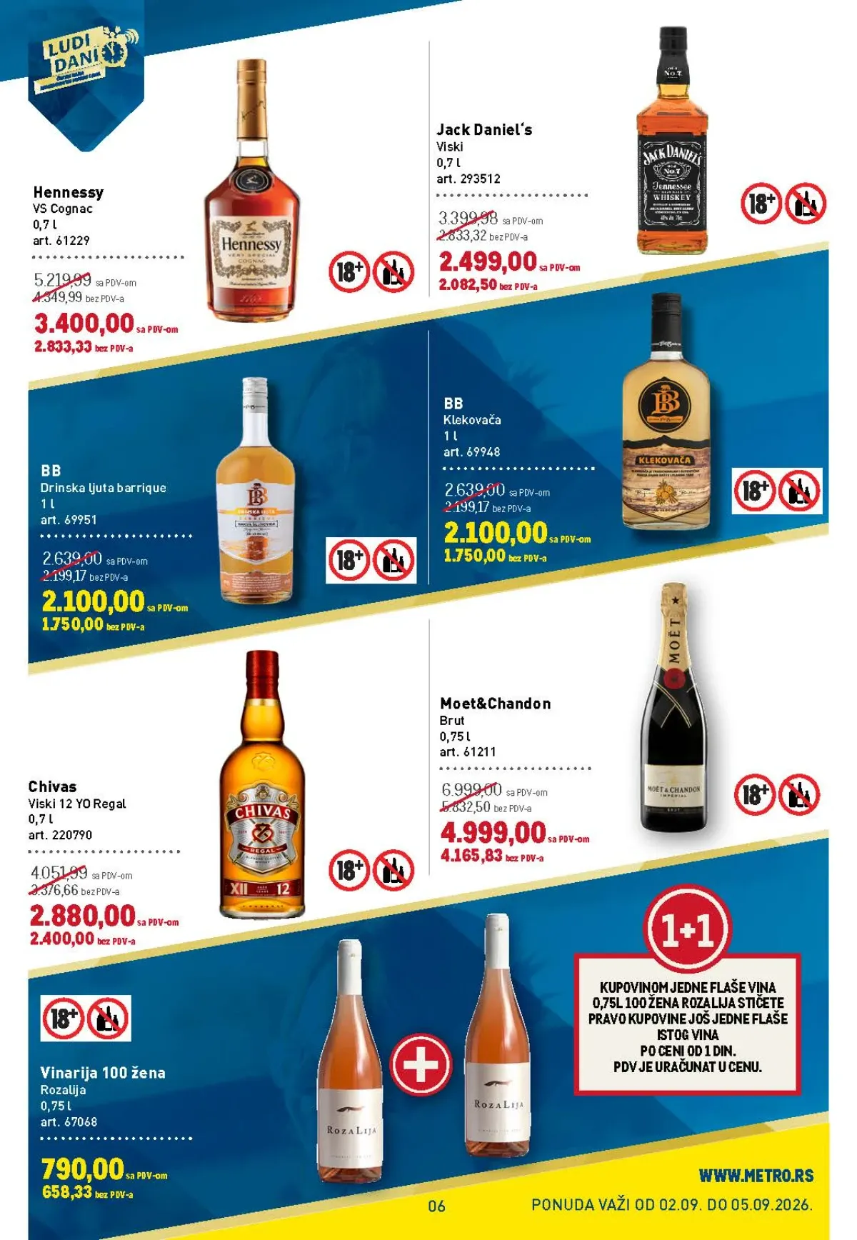 METRO akcijska ponuda viskija, konjaka, rakije, šampanjca i vina