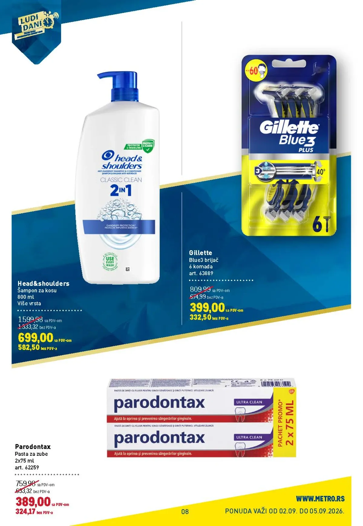 METRO akcija za Head and Shoulders, Gillette i Parodontax proizvode