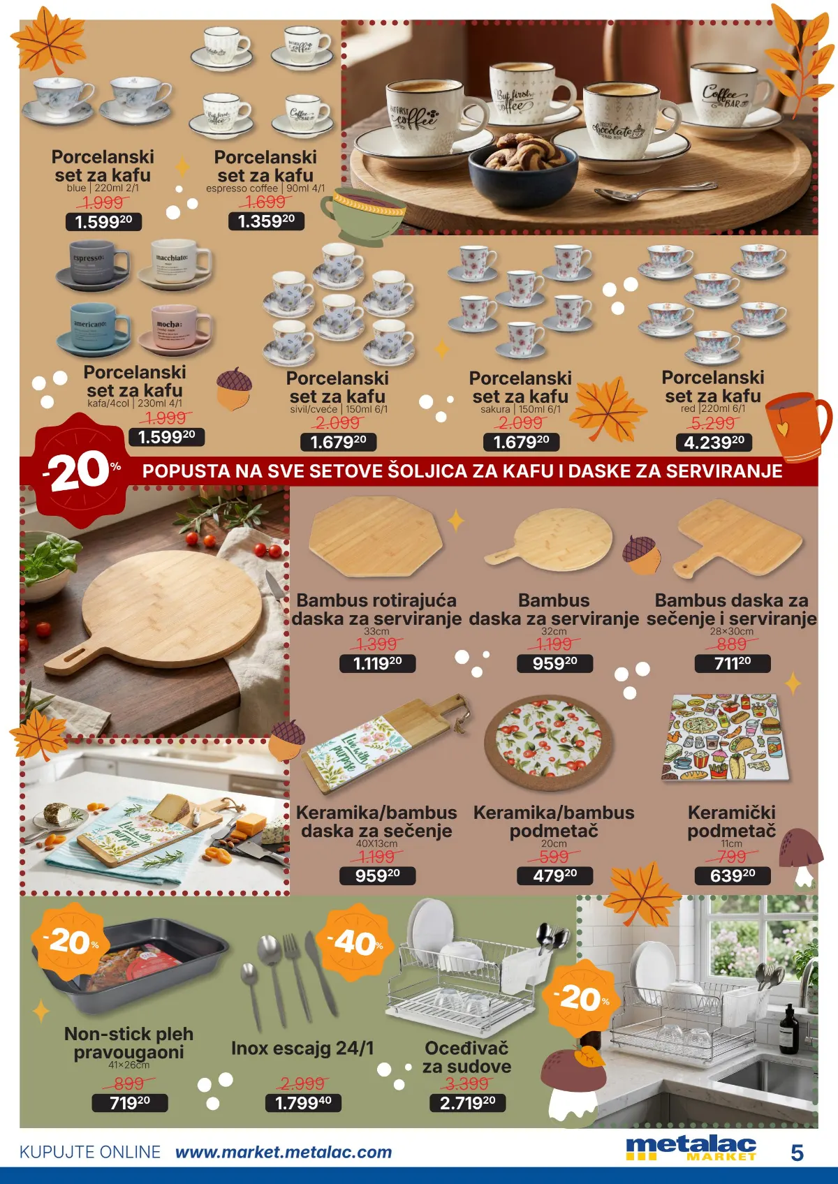 Metalac Market katalog – šoljice, daske za serviranje i kuhinjski pribor do 40% jeftinije