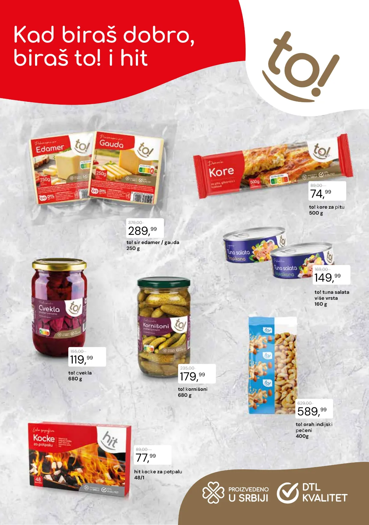 Metalac Proleter katalog, strana 2 – to! sirevi, kore za pitu, tuna salata, cvekla, kornišoni i indijski orah