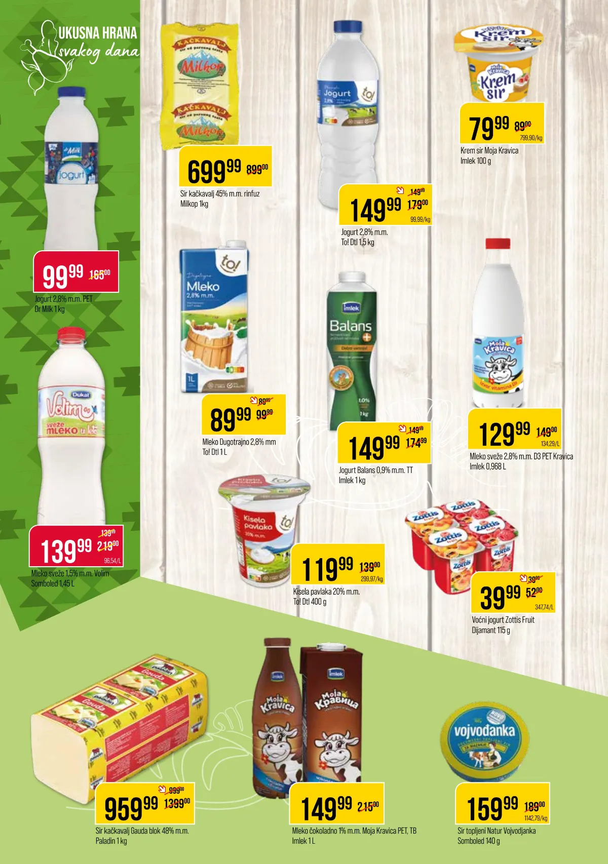 Metalac Proleter katalog, strana 4 – jogurt, mleko, kačkavalj, krem sir i kisela pavlaka