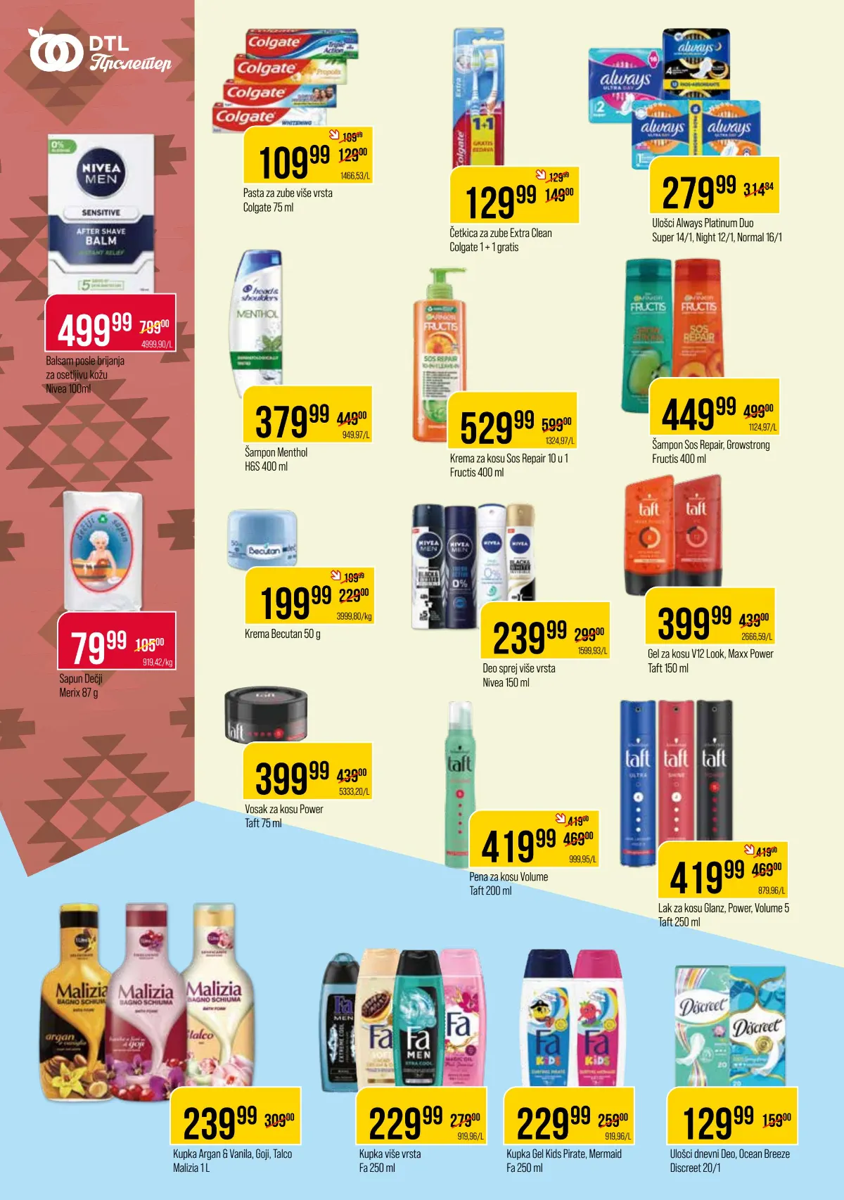 Metalac Proleter katalog, strana 10 – Colgate, Nivea, Becutan, šamponi, kupke i proizvodi za kosu
