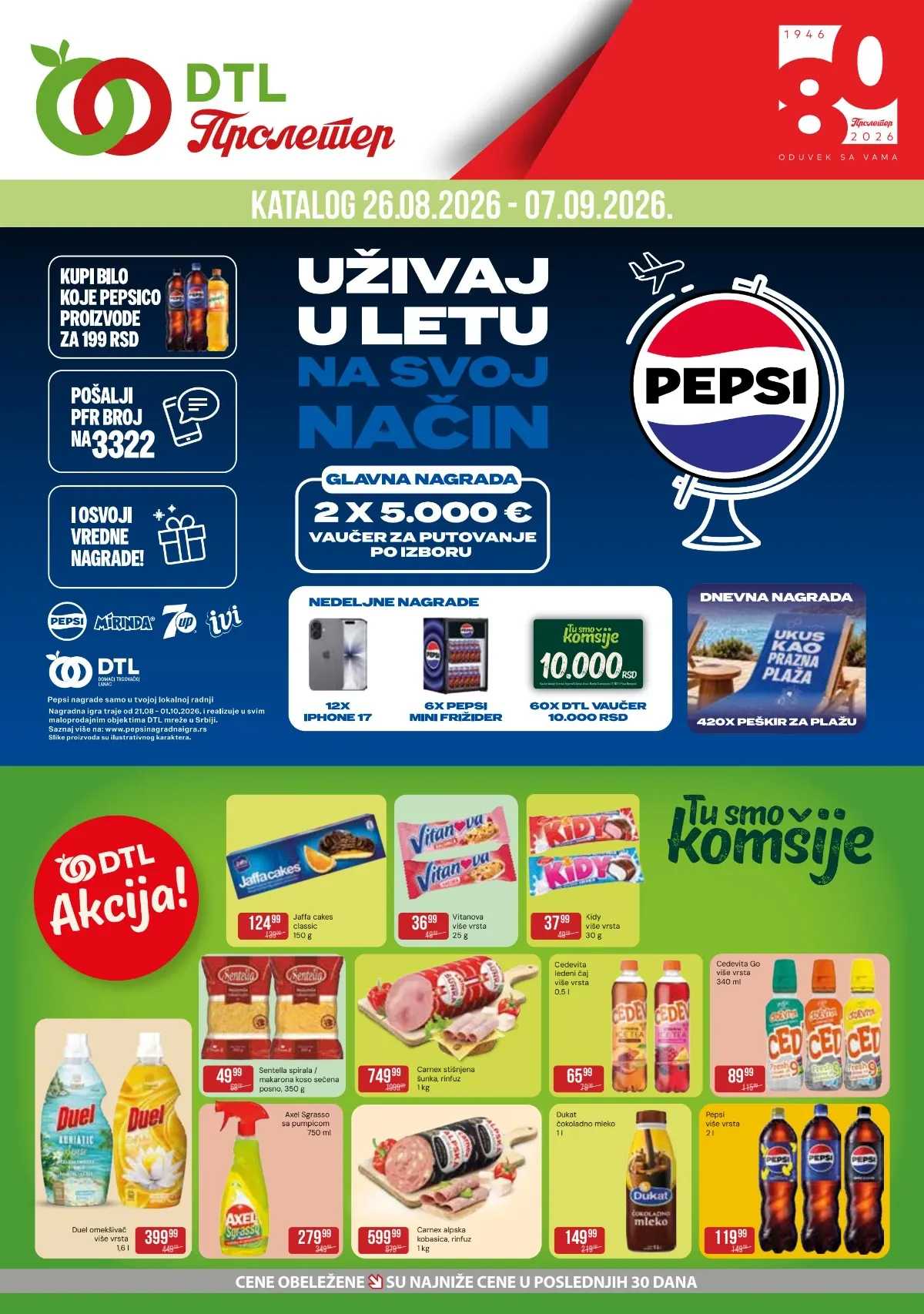 Metalac Proleter katalog od 26.08. do 07.09.2026. donosi akcije na hranu, piće, kućnu hemiju i proizvode za domaćinstvo