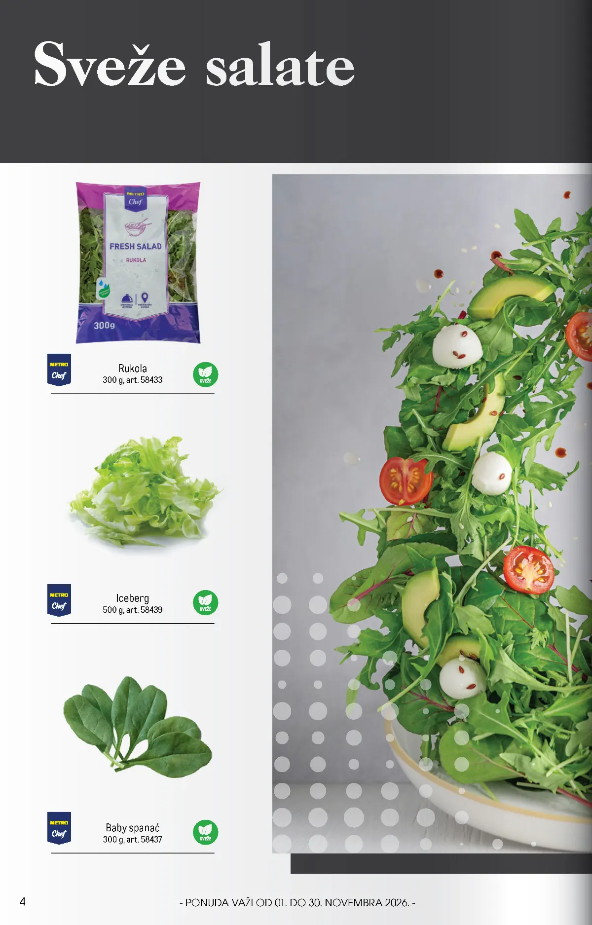 METRO HoReCa katalog strana 4 – rukola 300 g, iceberg 500 g i baby spanać 300 g