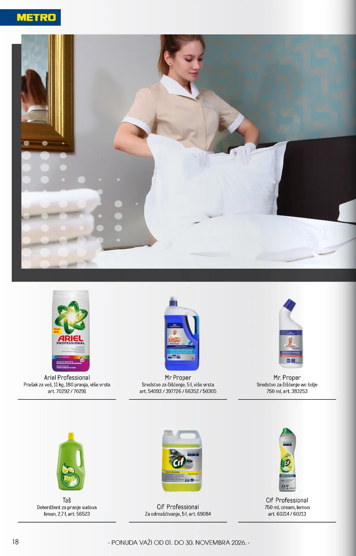 METRO HoReCa strana 18 – Ariel Professional 11 kg, Cif Professional, Mr Proper i Taš deterdžent