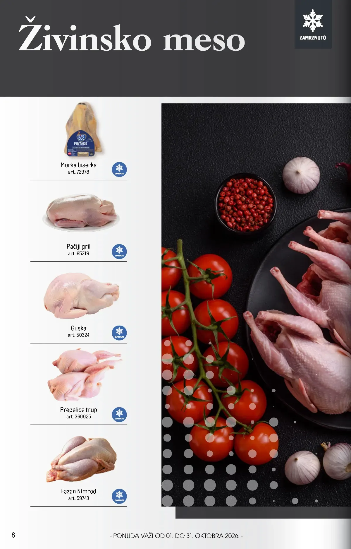 METRO HoReCa katalog oktobar 2026. – živinsko meso, morka, guska i fazan