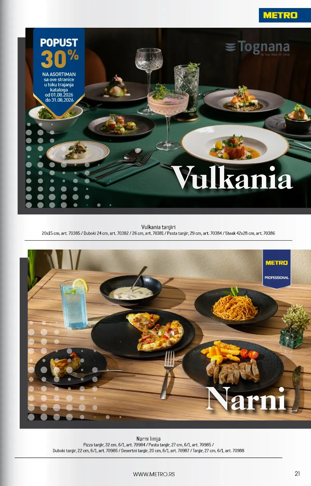 METRO HoReCa katalog oktobar 2026. – Vulkania i Narni profesionalni tanjiri