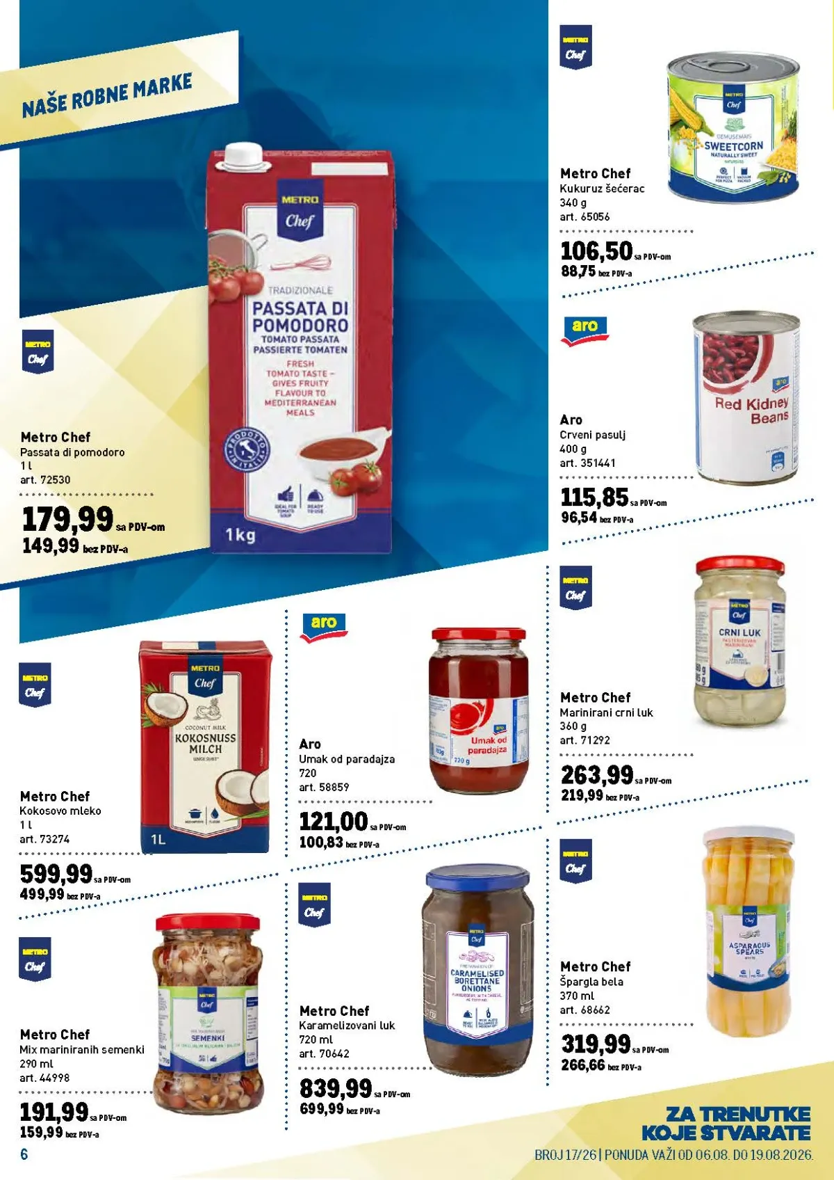 METRO katalog do 19.08.2026. – strana 6 sa Metro Chef i Aro proizvodima.