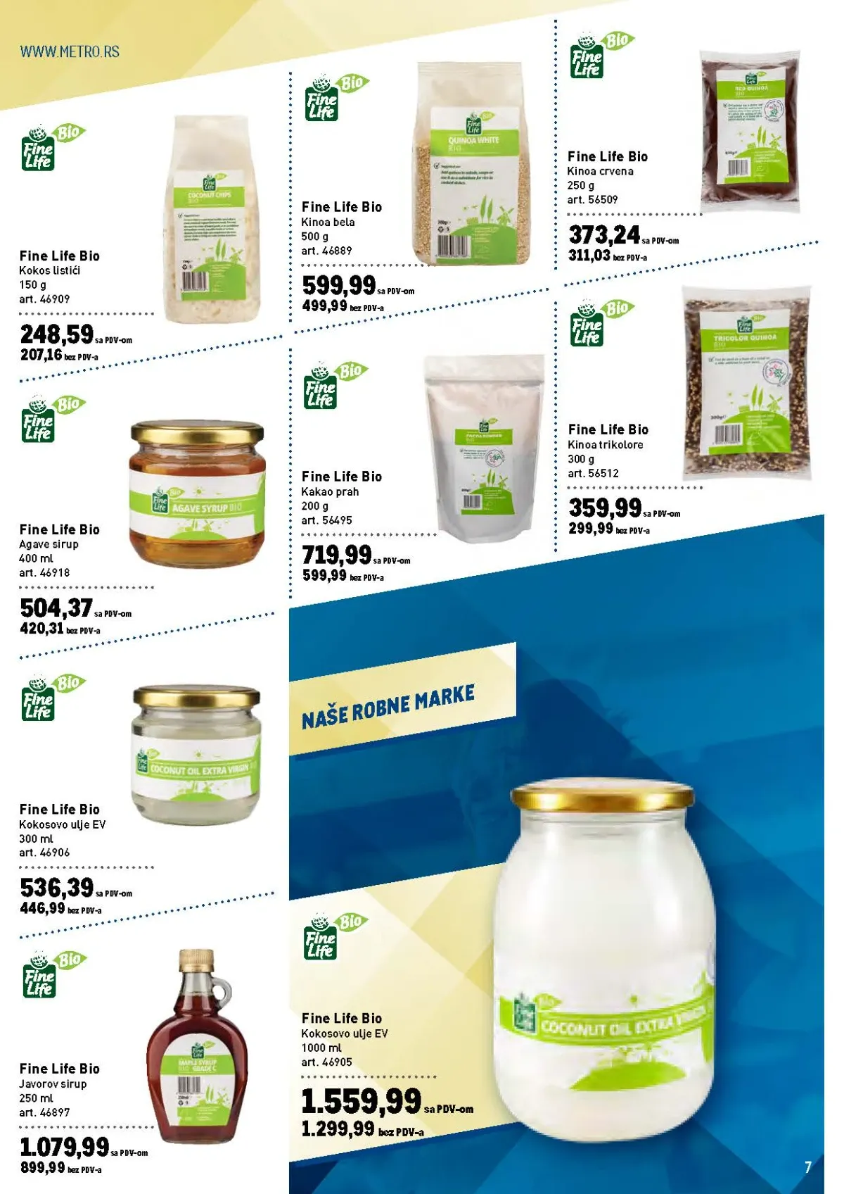 METRO katalog do 19.08.2026. – strana 7 sa Fine Life Bio proizvodima i zdravom hranom.