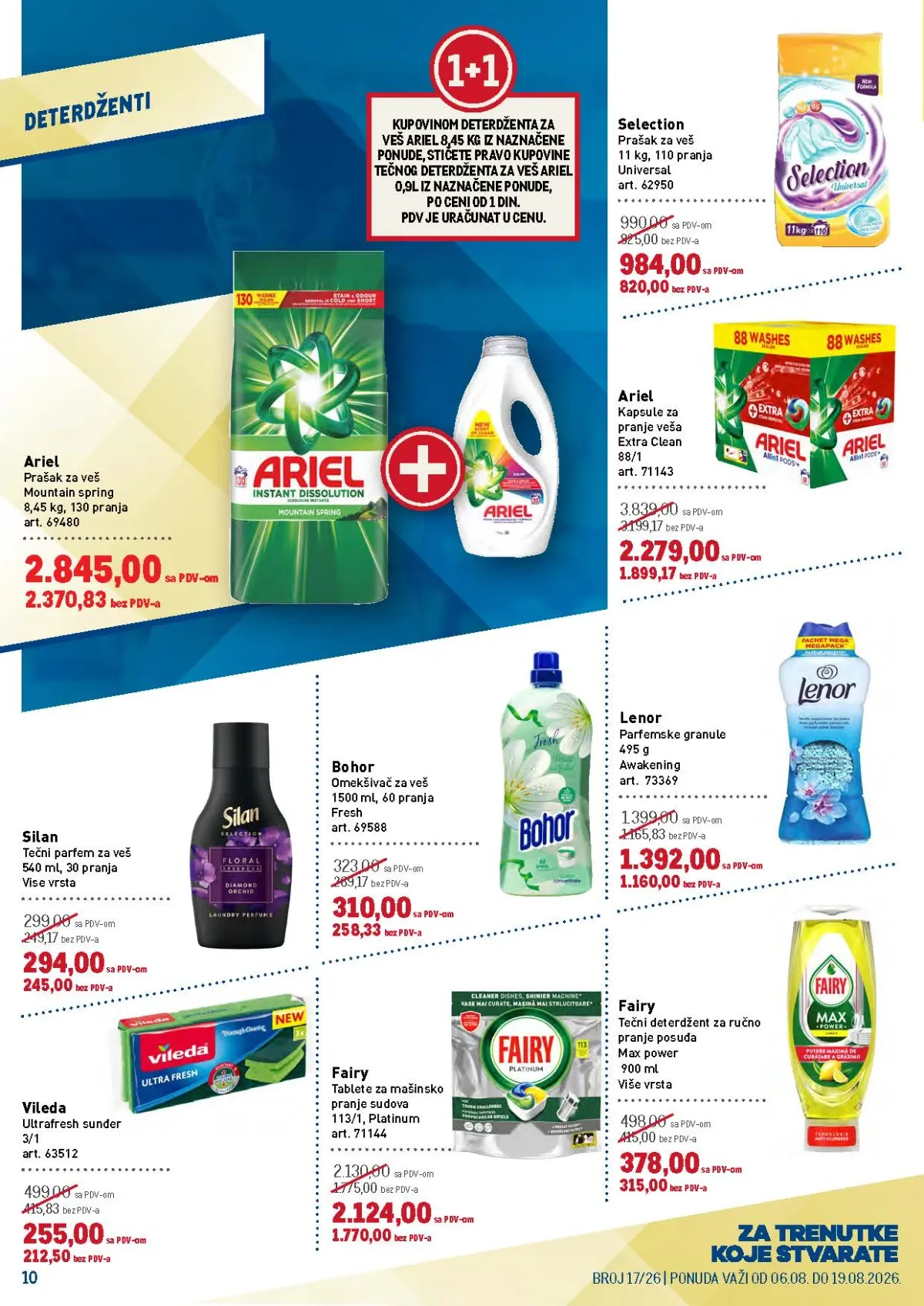 METRO katalog do 19.08.2026. – strana 10 sa deterdžentima za veš i sudove.