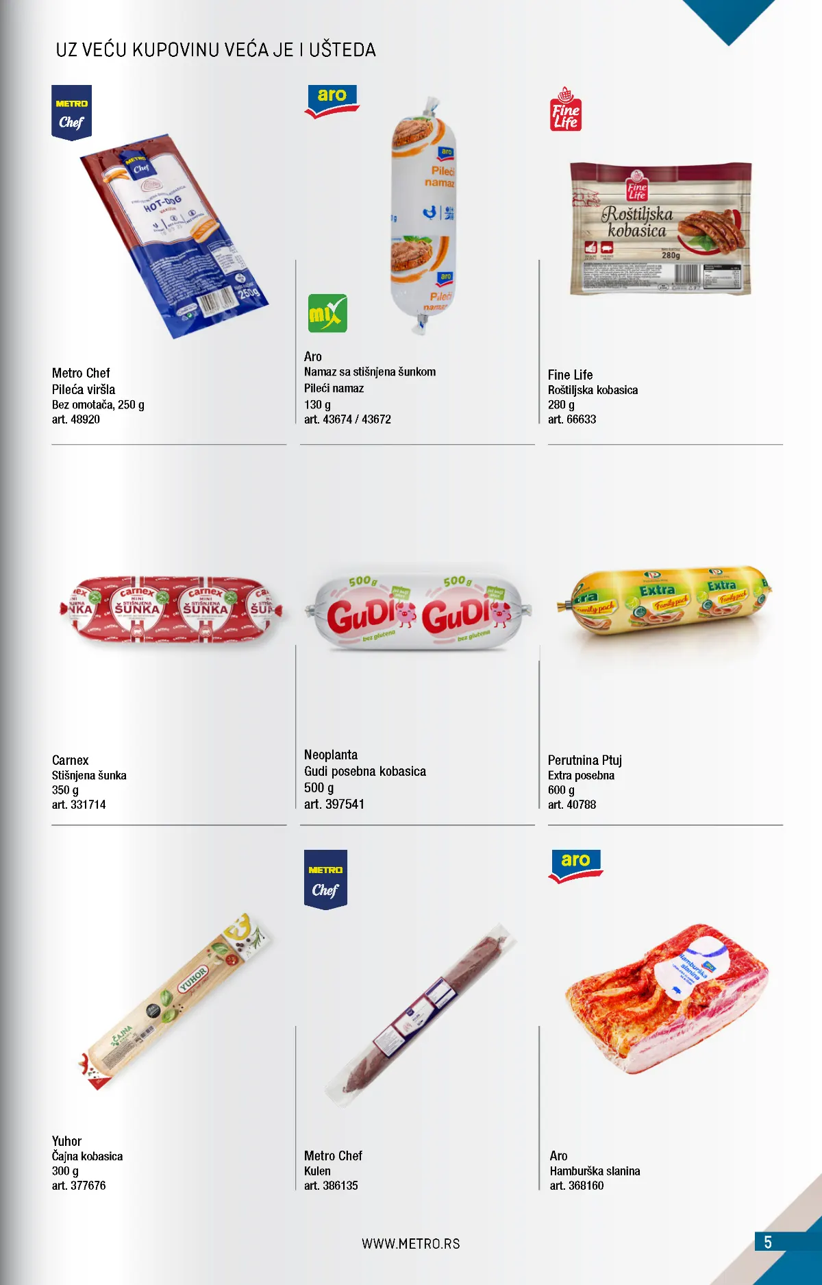 METRO katalog – suhomesnati proizvodi, strana 5 METRO katalog novembar 2026. – Carnex šunka, Yuhor kobasica i suhomesnati proizvodi