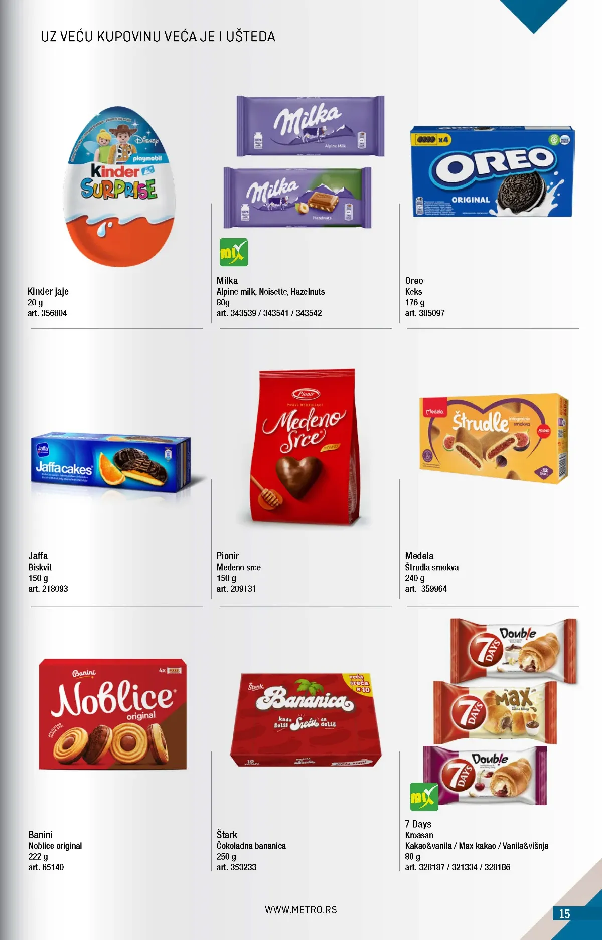METRO katalog strana 15 – Milka čokolada, Oreo keks i Kinder jaje