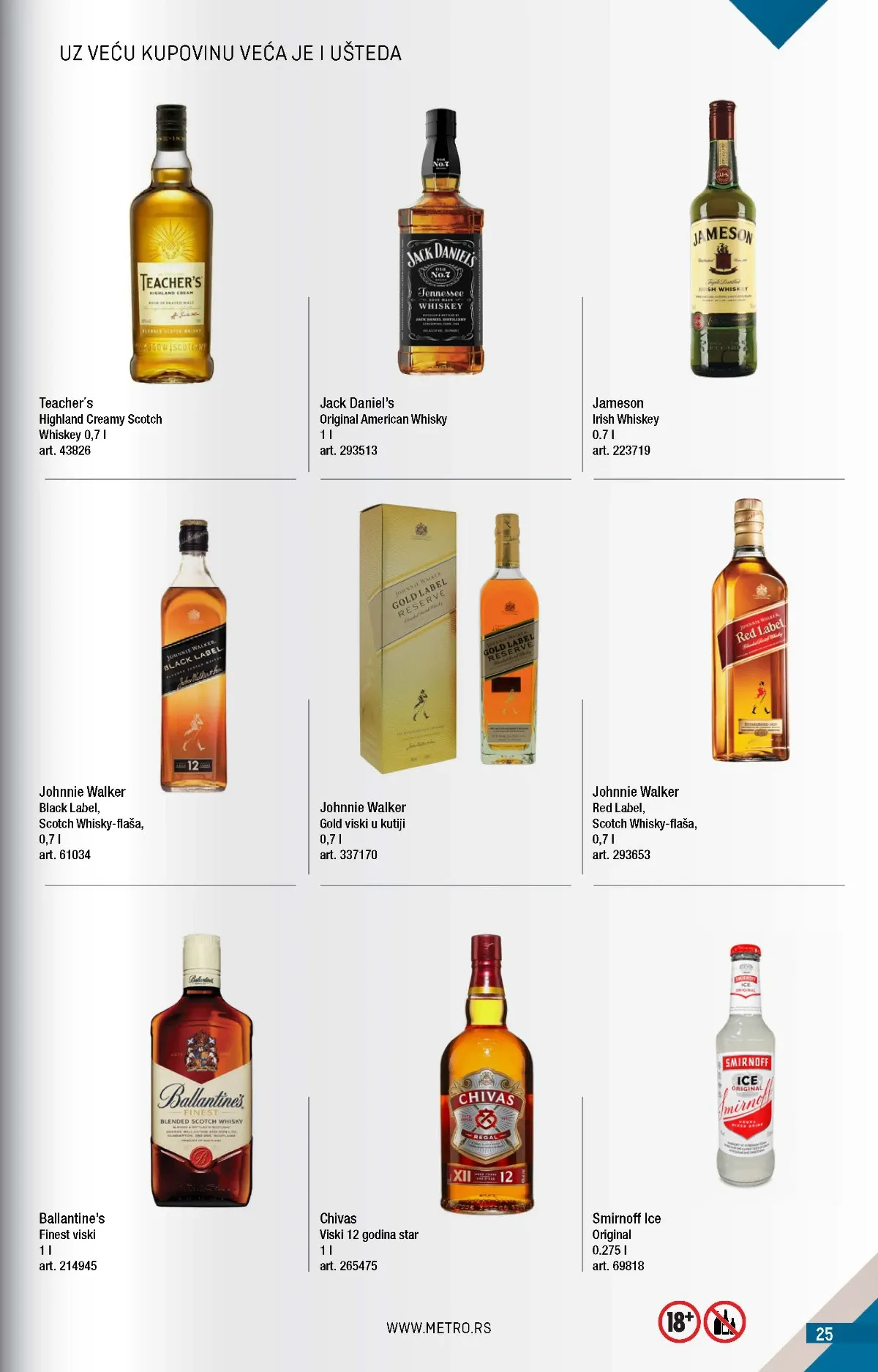 METRO katalog strana 25 – Jack Daniel’s viski, Jameson Irish Whiskey i Chivas viski