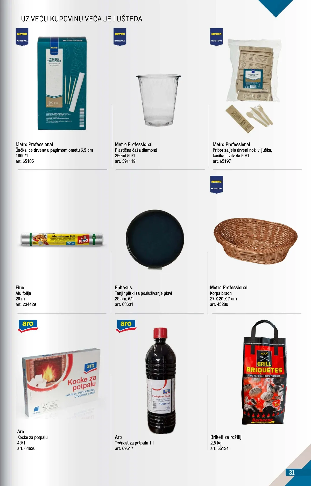 METRO katalog strana 31 – Fino alu-folija, Metro Professional drveni pribor i briketi za roštilj
