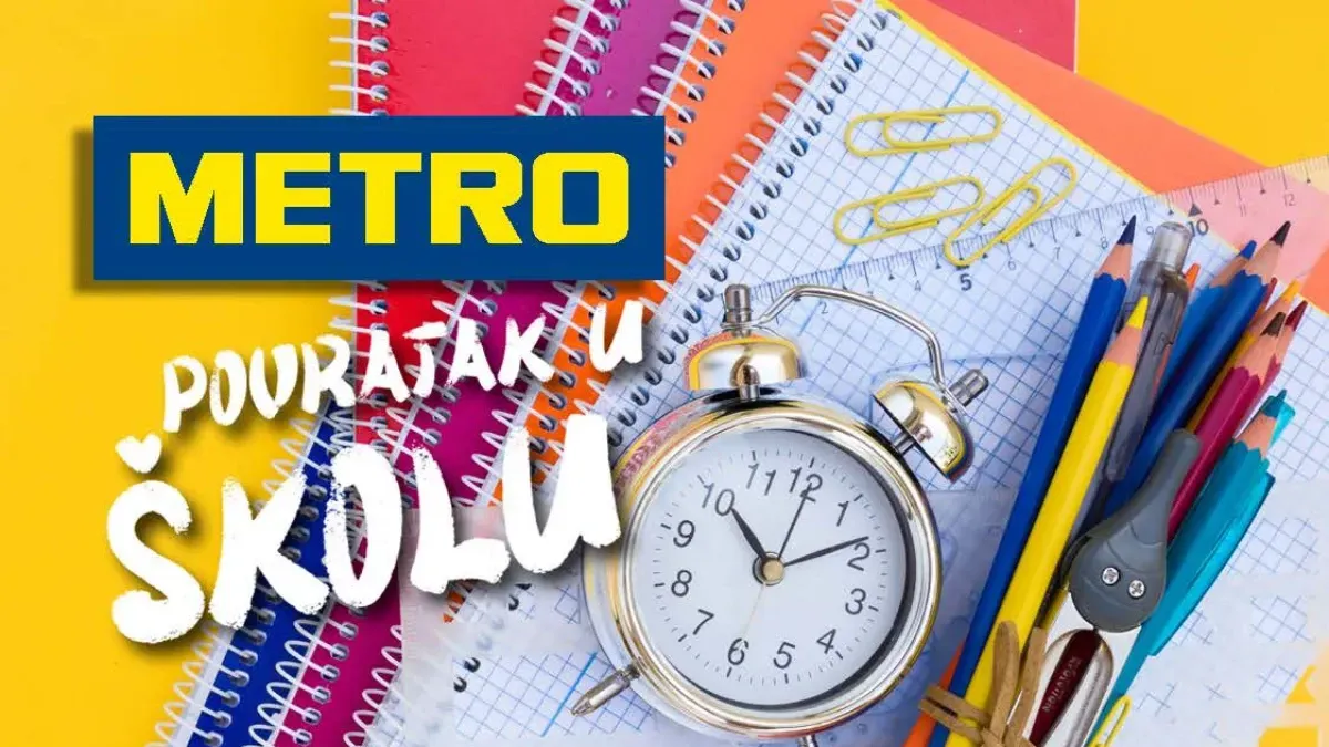 METRO Povratak u školu do 07.09.2026. donosi popuste do 50% na sveske, rančeve, pernice, školski pribor, kancelarijski materijal i opremu za školu.
