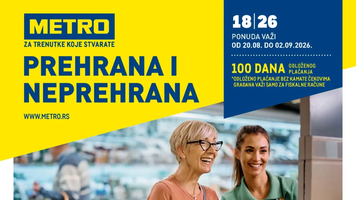 METRO katalog od 20.08. do 02.09.2026. – akcijska ponuda prehrambenih i neprehrambenih proizvoda
