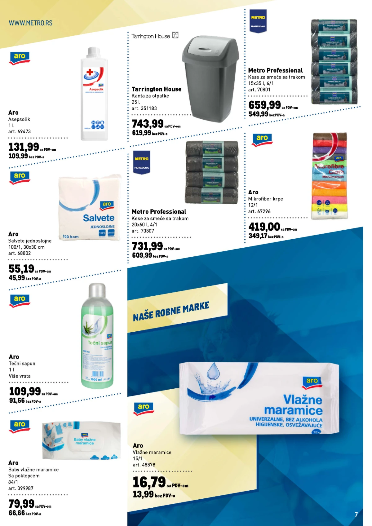 METRO katalog – kese za smeće, vlažne maramice, salvete i proizvodi za čišćenje