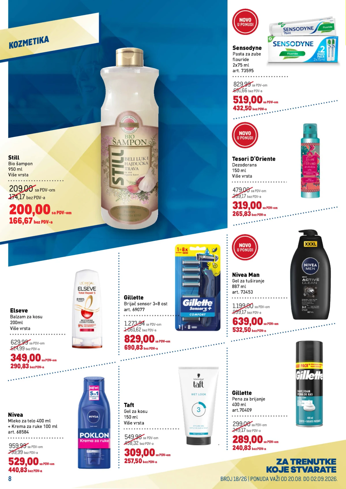 METRO katalog – Nivea, Gillette, Elseve, Taft i Sensodyne kozmetika po sniženim cenama