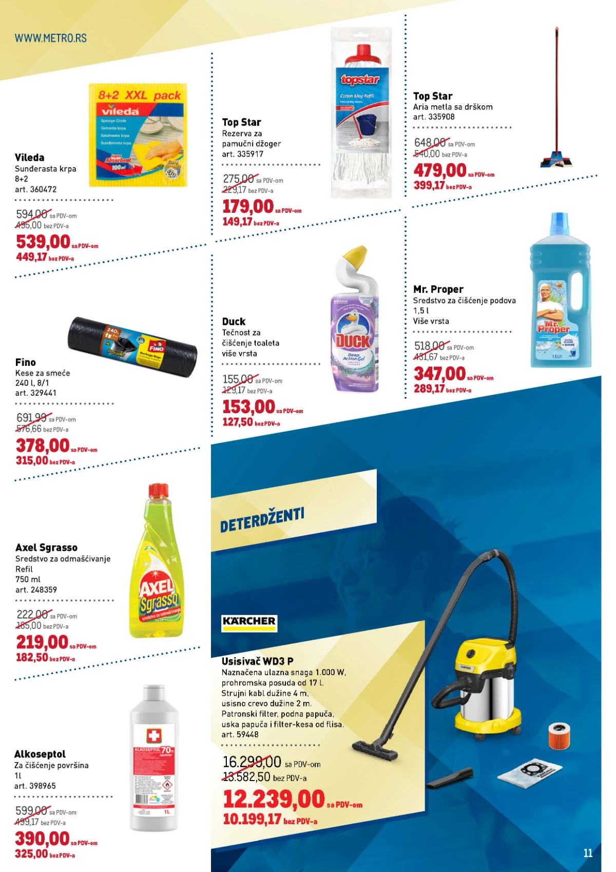 METRO katalog – Fino kese, Mr. Proper, Alkoseptol, Vileda i proizvodi za čišćenje na akciji