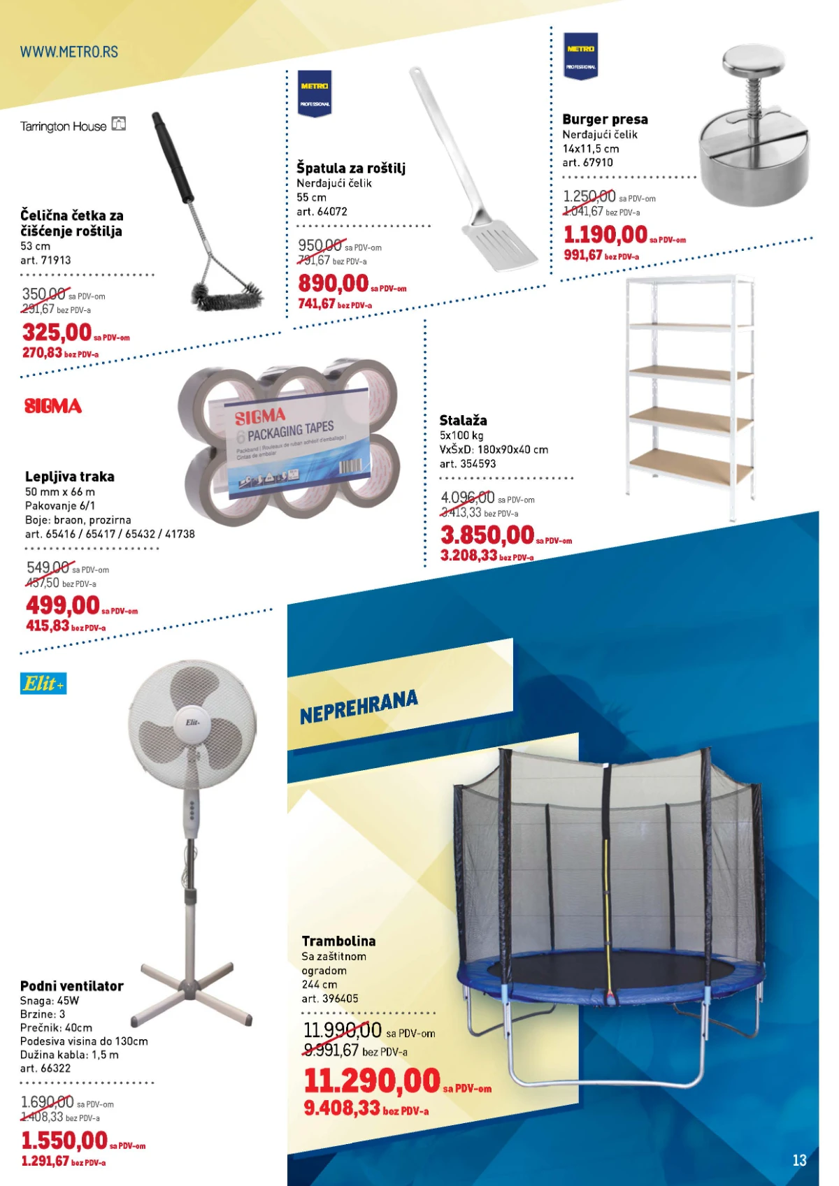 METRO katalog – podni ventilator, trambolina, oprema za roštilj i stalaže na akciji