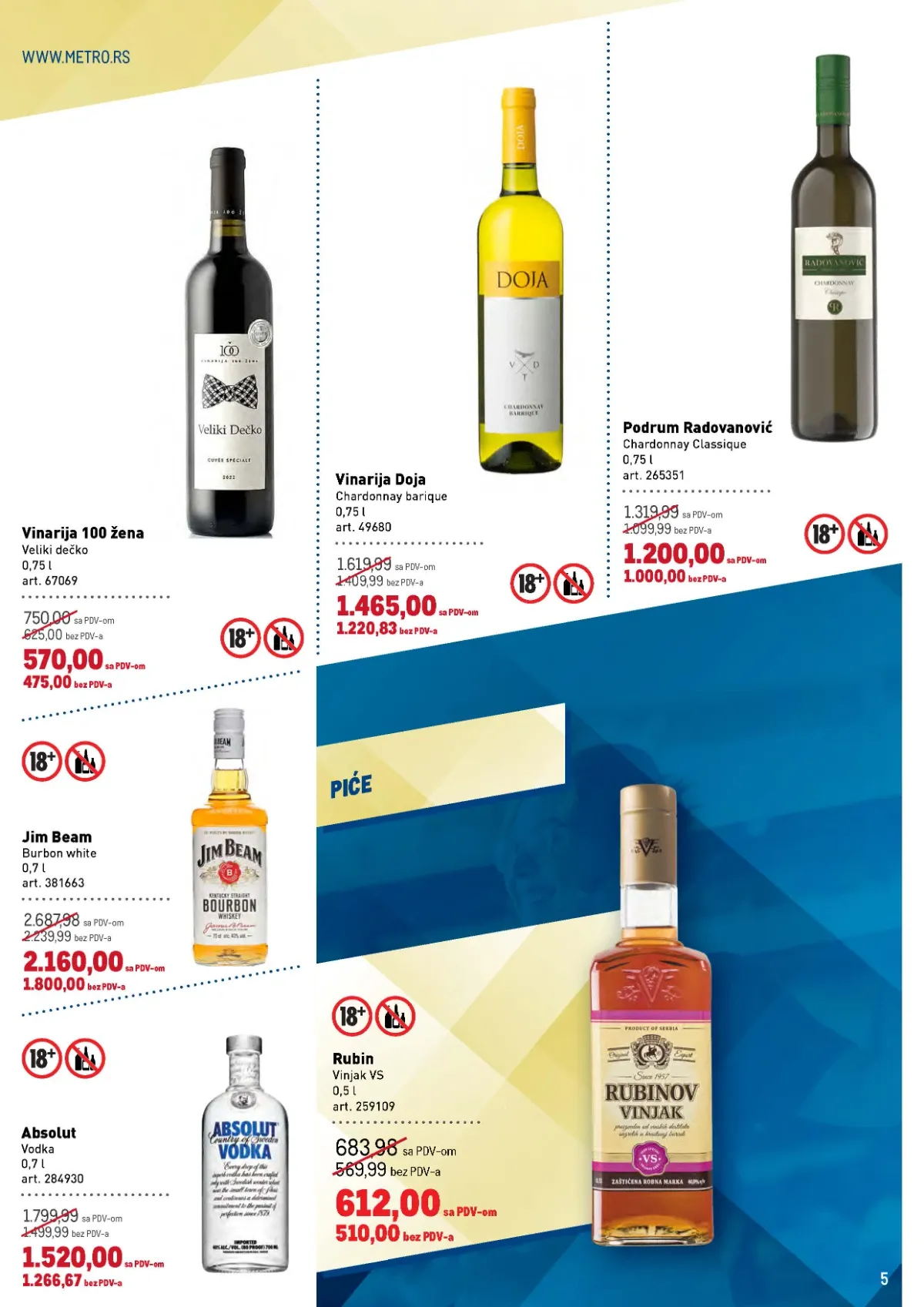 METRO katalog – akcijska ponuda vina, burbona, votke i vinjaka