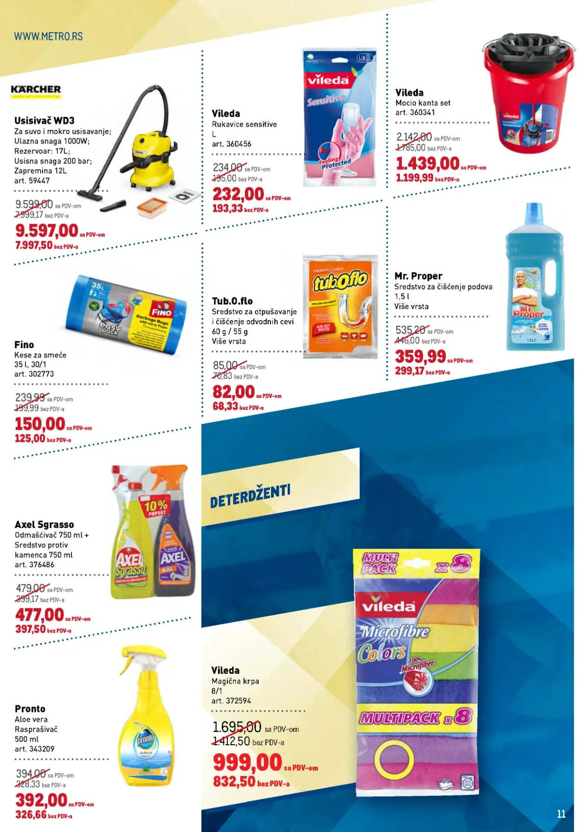METRO katalog – usisivač, Vileda oprema i sredstva za čišćenje domaćinstva