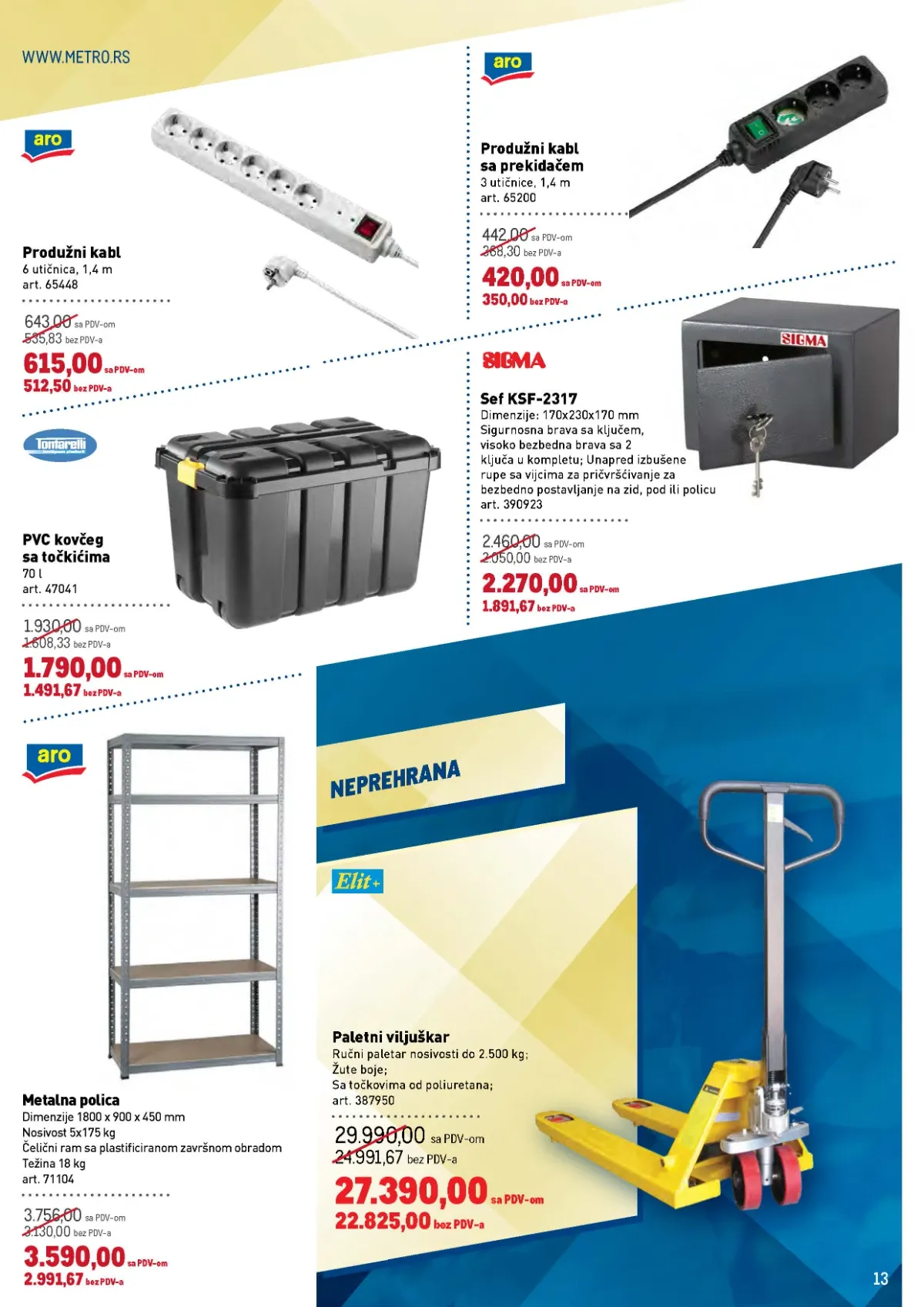 METRO katalog – produžni kablovi, sefovi, police, kutije i oprema za poslovanje