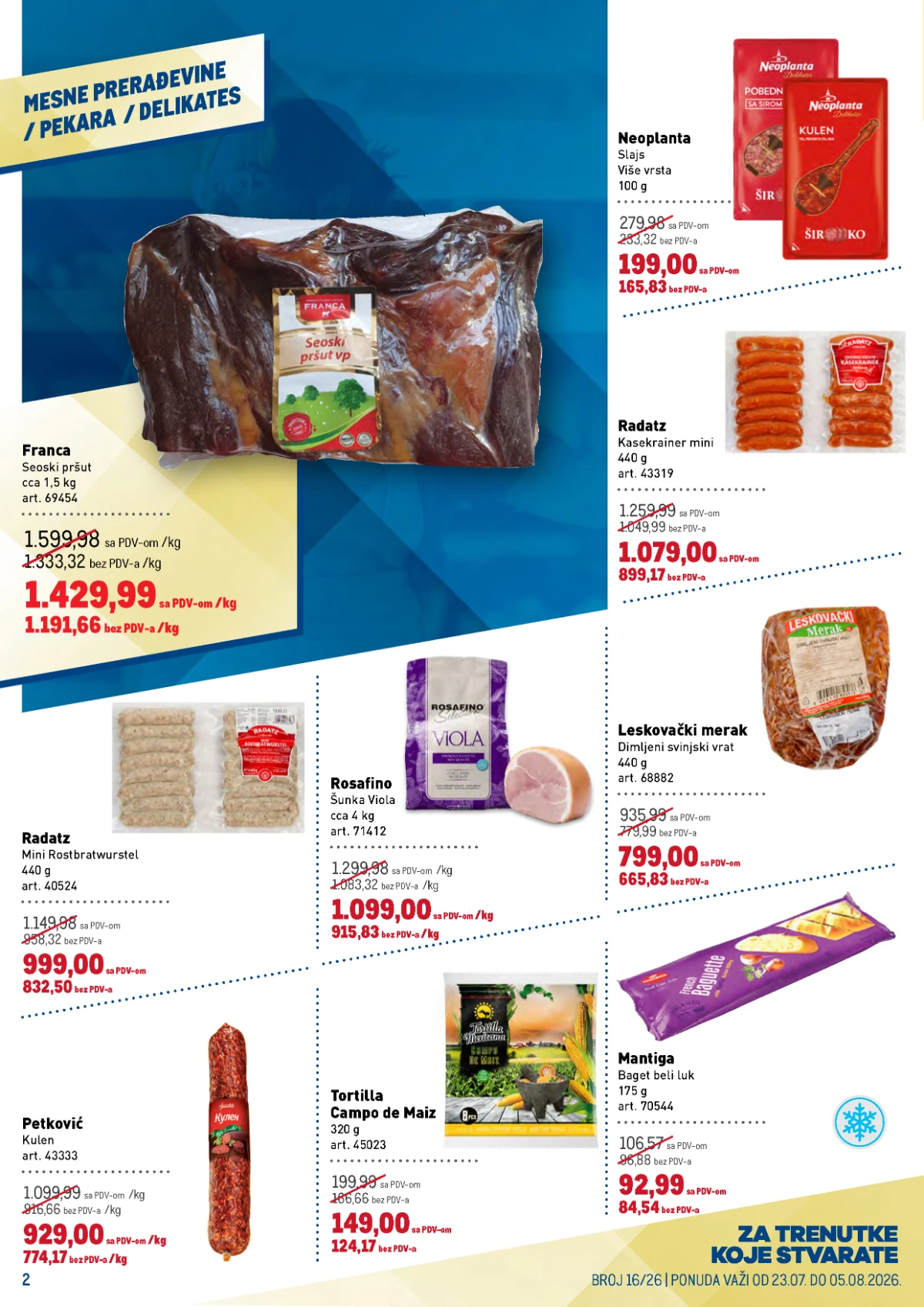 METRO katalog do 05.08.2026. – šunka, kulen, pršut, kobasice i pekarski proizvodi