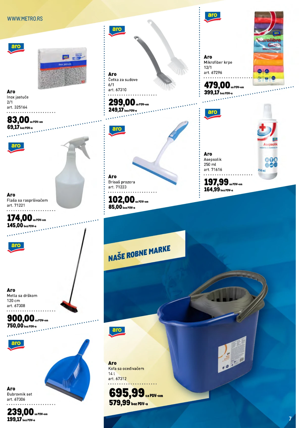METRO katalog do 05.08.2026. – pribor za čišćenje, krpe, metle, kofe i proizvodi robne marke Aro