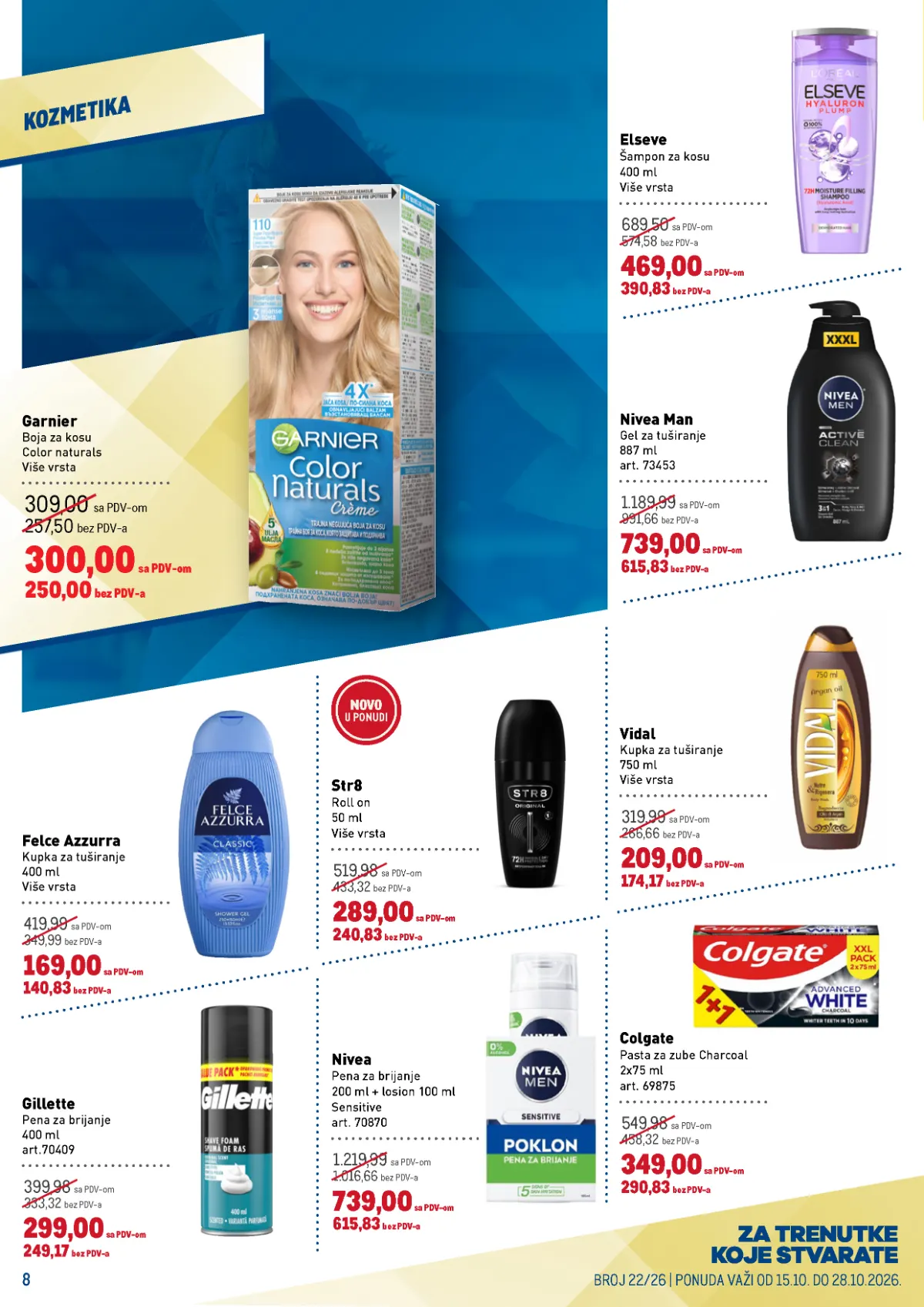 METRO katalog, strana 8 – šamponi, boje za kosu, kupke, proizvodi za brijanje i paste za zube