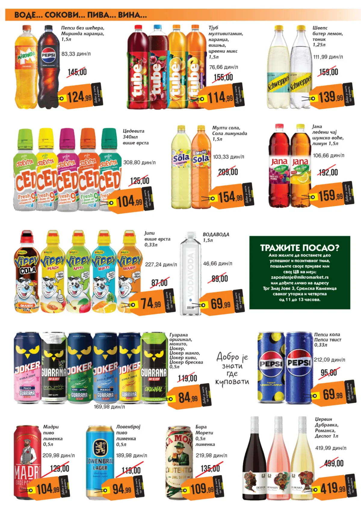Mikromarket katalog do 15.10.2026. – sokovi, voda i pivo na akciji