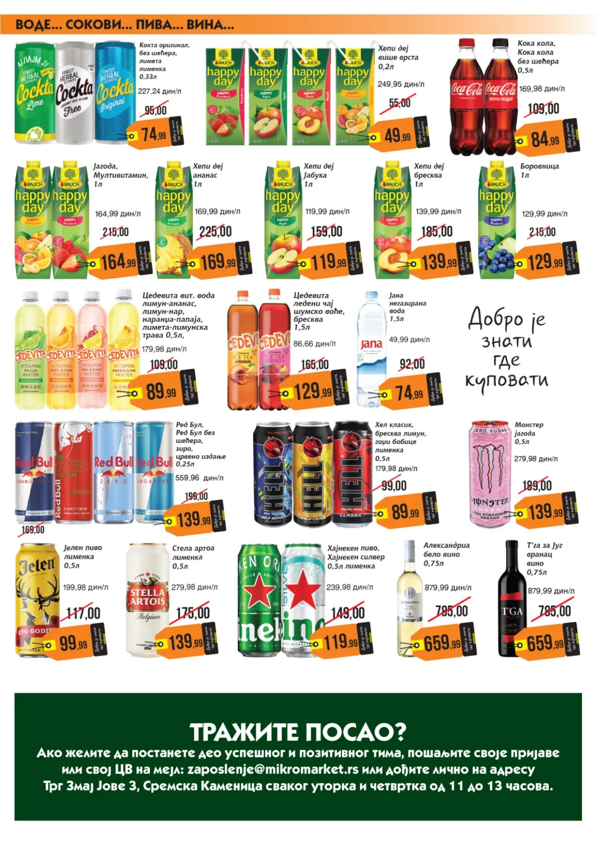 Mikromarket katalog do 30.09.2026. – sokovi, voda, energetska pića, pivo i vino po sniženim cenama
