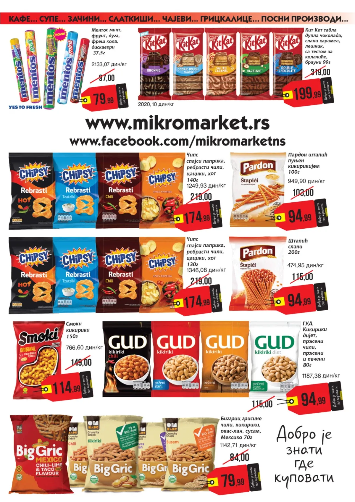 Mikromarket katalog do 30.09.2026. – KitKat, Mentos, Chipsy, Smoki, Pardon štapići i kikiriki na akciji
