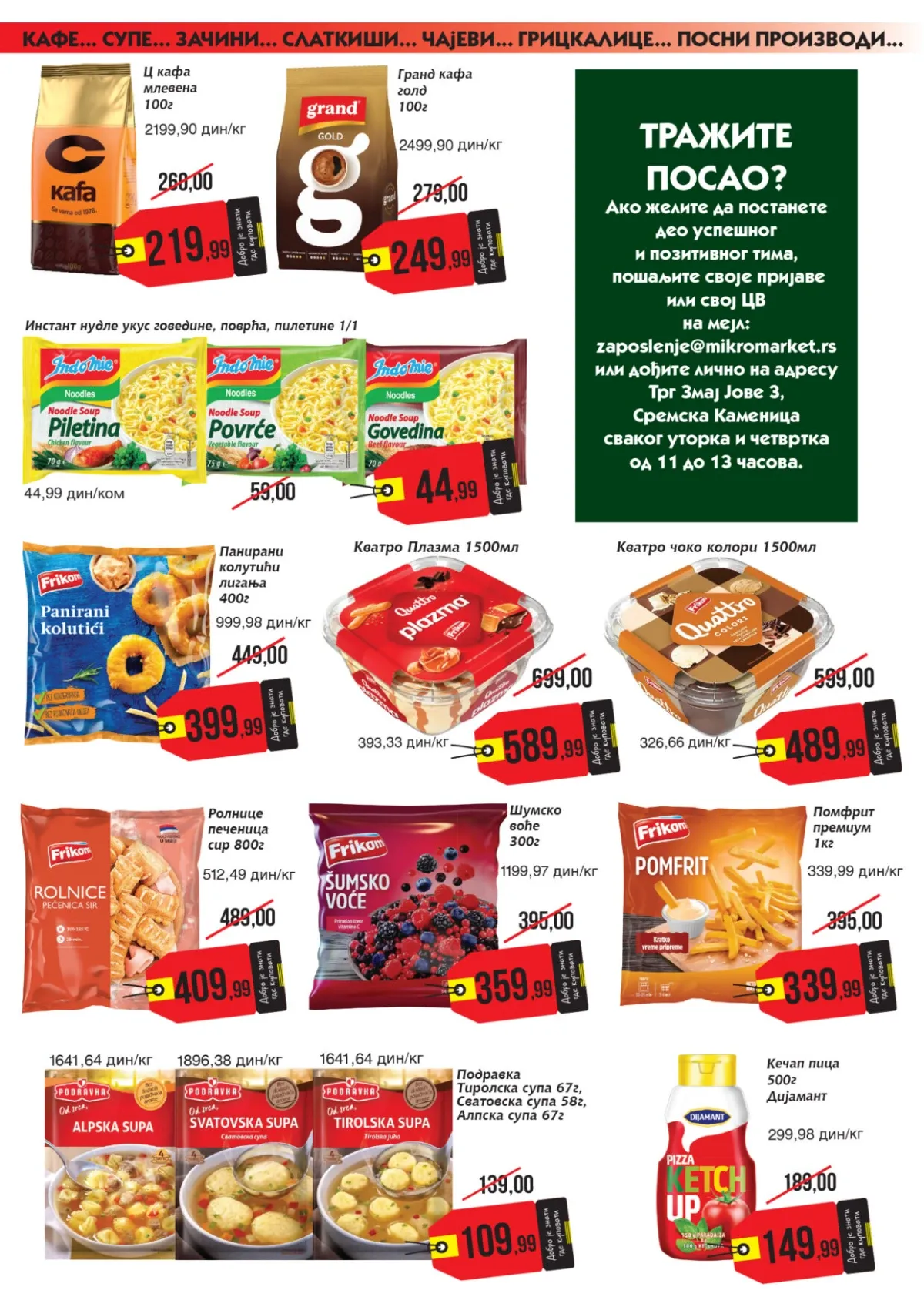 Mikromarket katalog do 30.09.2026. – kafa, supe, Frikom smrznuti proizvodi, sladoled i kečap na akciji