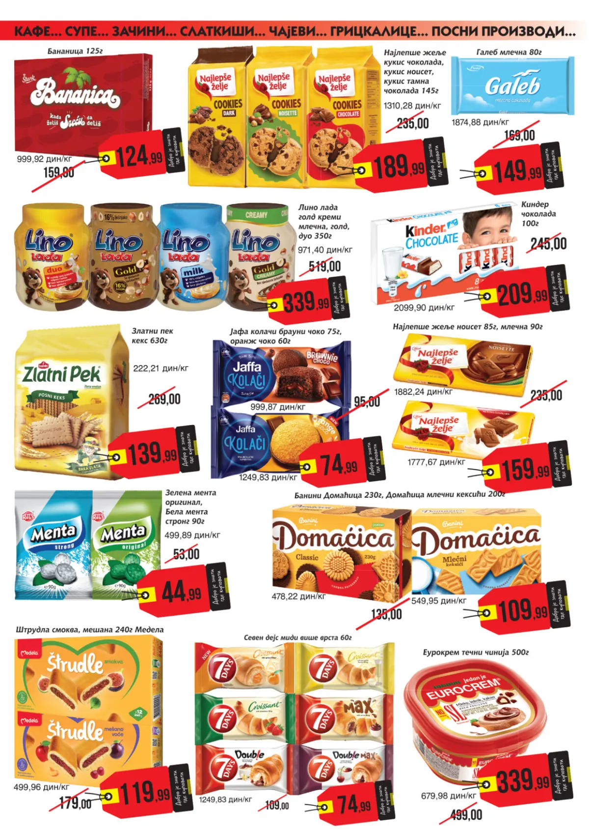 Mikromarket katalog strana 4 – Doncafe kafa 124,99 din, keksi 189,99 din, čokolade i slatkiši