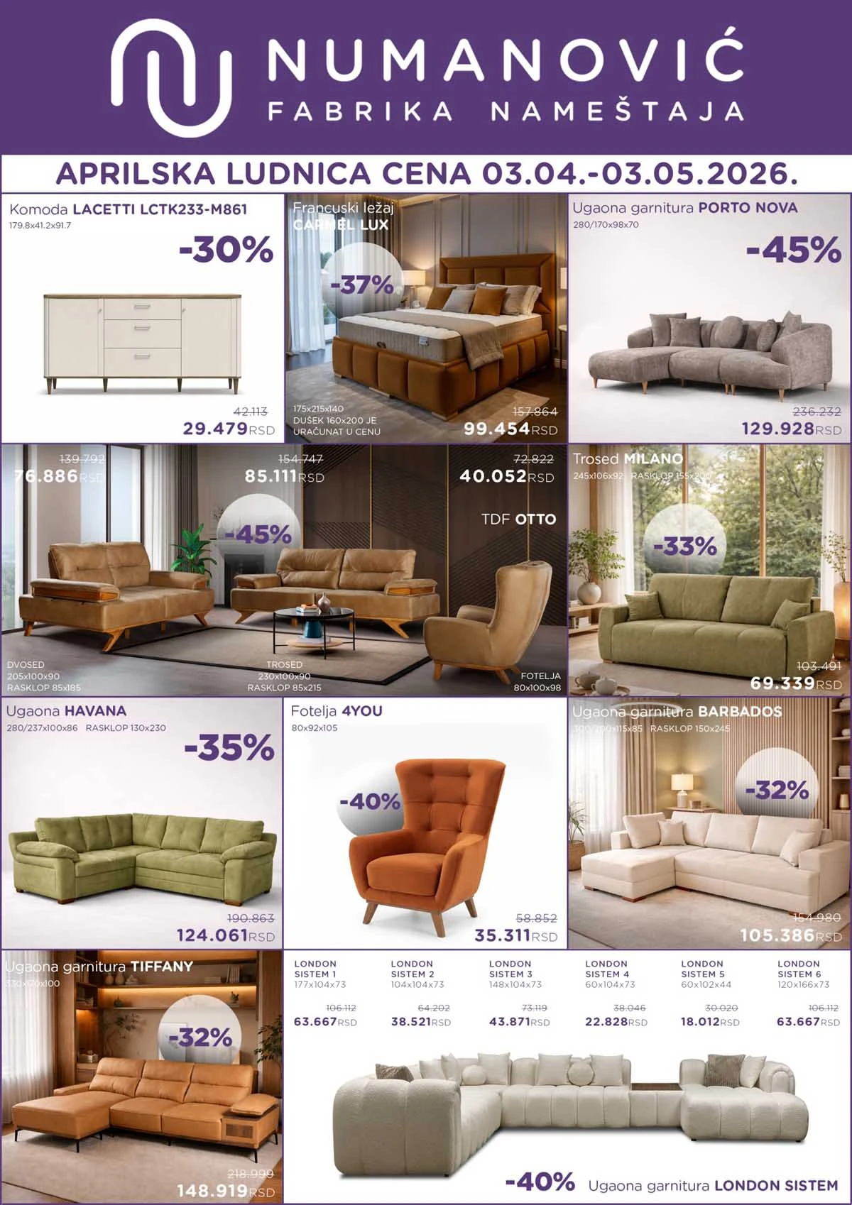 Numanović katalog nameštaja – akcija do 50% | strana 1 Numanović akcija nameštaja katalog sniženja do 50% – strana 1