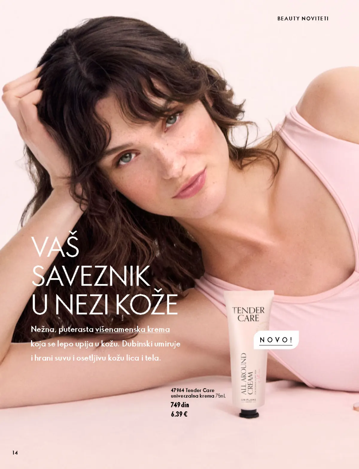 Oriflame katalog 07.10–17.11.2026, strana 14 – Tender Care univerzalna krema 75 ml