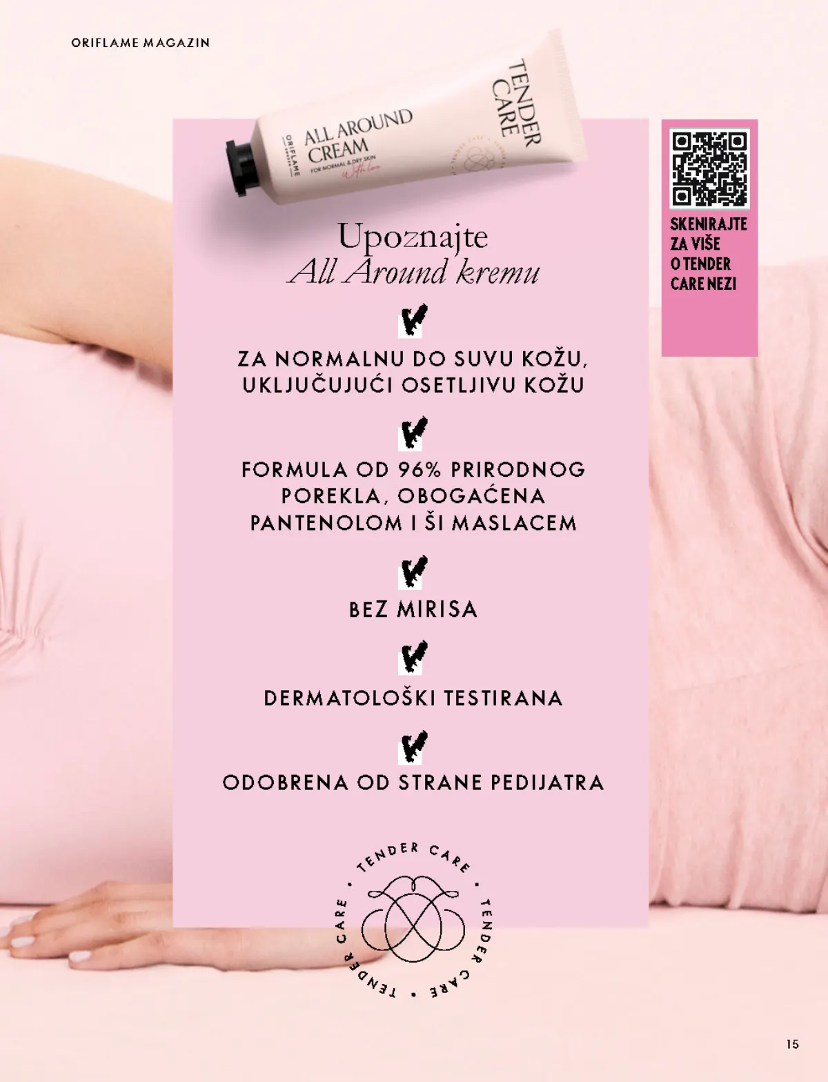 Oriflame katalog 07.10–17.11.2026, strana 15 – Predstavljanje Tender Care All Around univerzalne kreme.