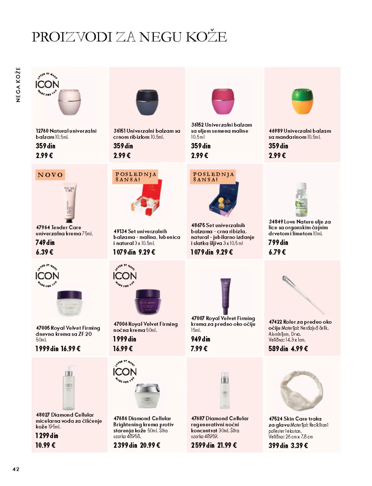 Oriflame katalog 07.10–17.11.2026, strana 42 – Natural univerzalni balzam 10.5 ml; Univerzalni balzam sa crnom ribizlom 10.5 ml