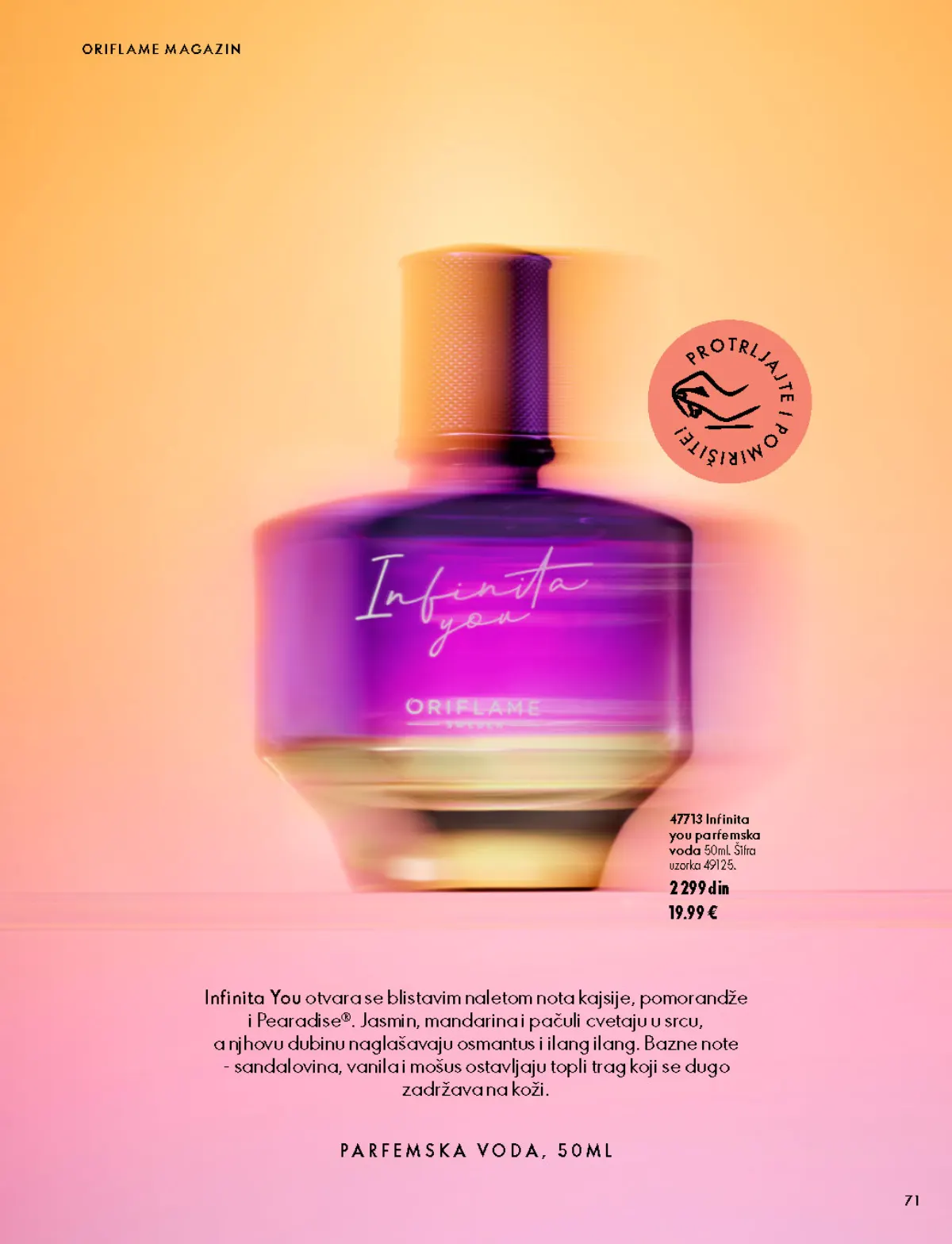 Oriflame katalog 07.10–17.11.2026, strana 71 – Infinita you parfemska voda 50 ml