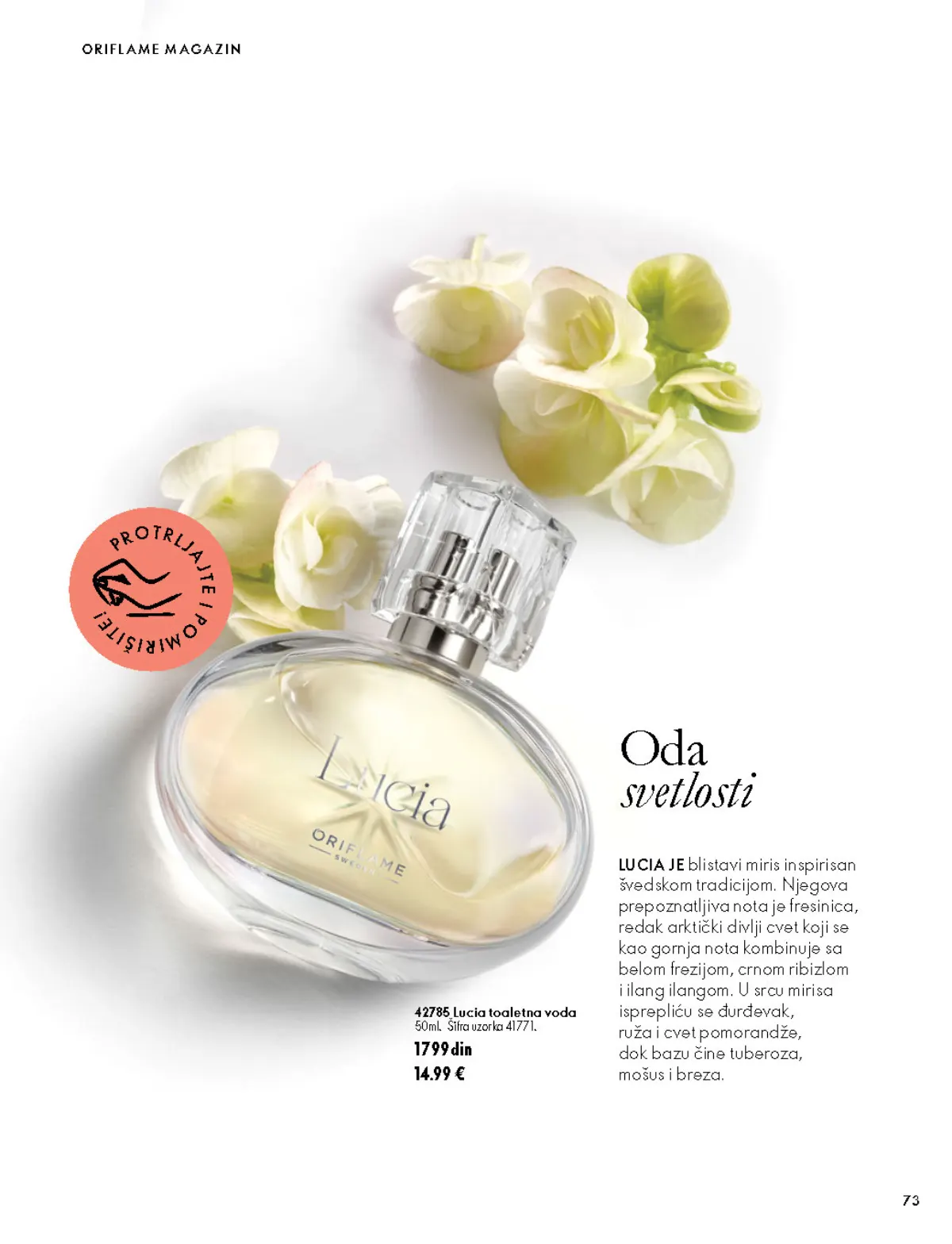 Oriflame katalog 07.10–17.11.2026, strana 73 – Lucia toaletna voda 50 ml