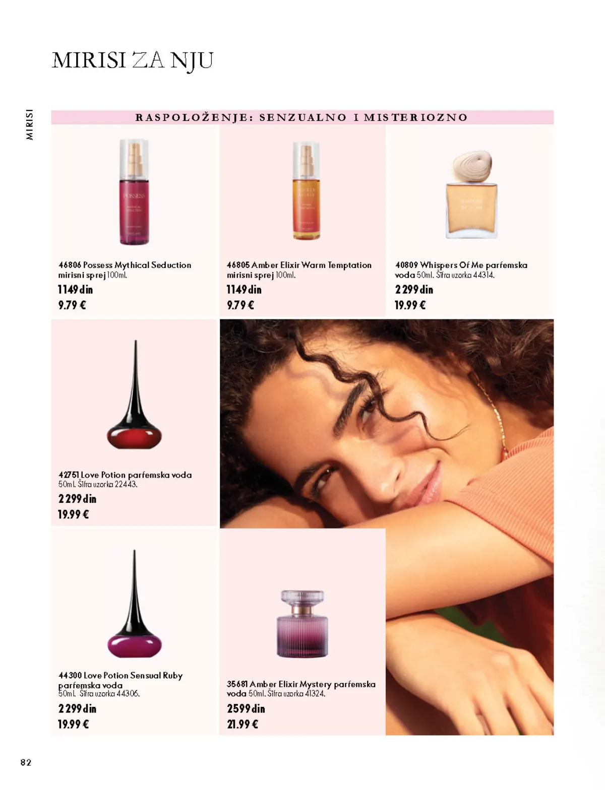 Oriflame katalog 07.10–17.11.2026, strana 82 – Possess Mythical Seduction mirisni sprej 100 ml; Amber Elixir Warm Temptation mirisni sprej 100 ml