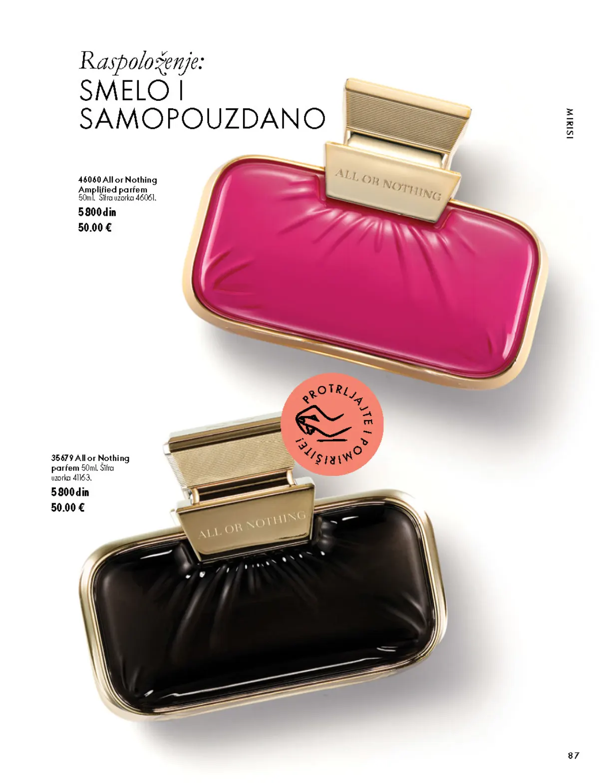 Oriflame katalog 07.10–17.11.2026, strana 87 – All or Nothing parfem 50 ml; All or Nothing Amplified parfem 50 ml