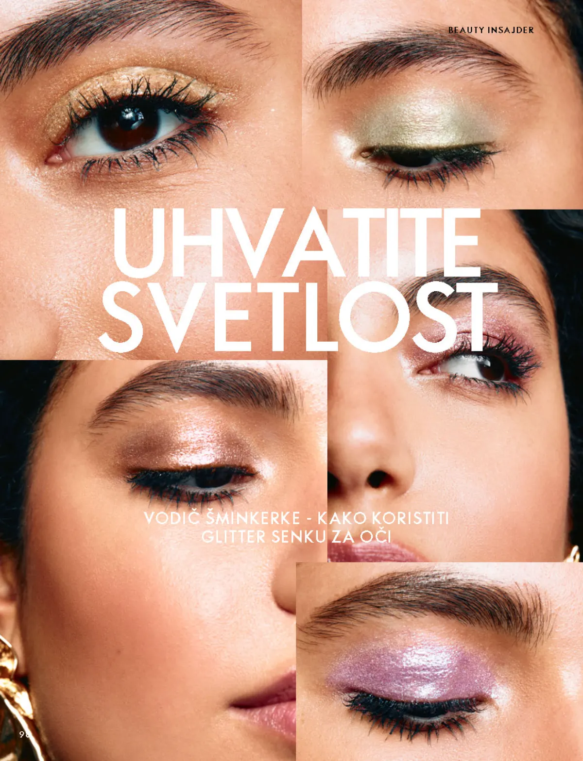 Oriflame katalog 07.10–17.11.2026, strana 98 – Vodič za šminkanje sa THE ONE Glitter tečnom senkom za oči.