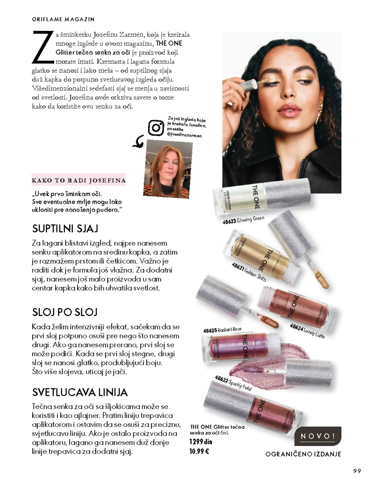 Oriflame katalog 07.10–17.11.2026, strana 99 – THE ONE Glitter tečna senka za oči, 6 ml