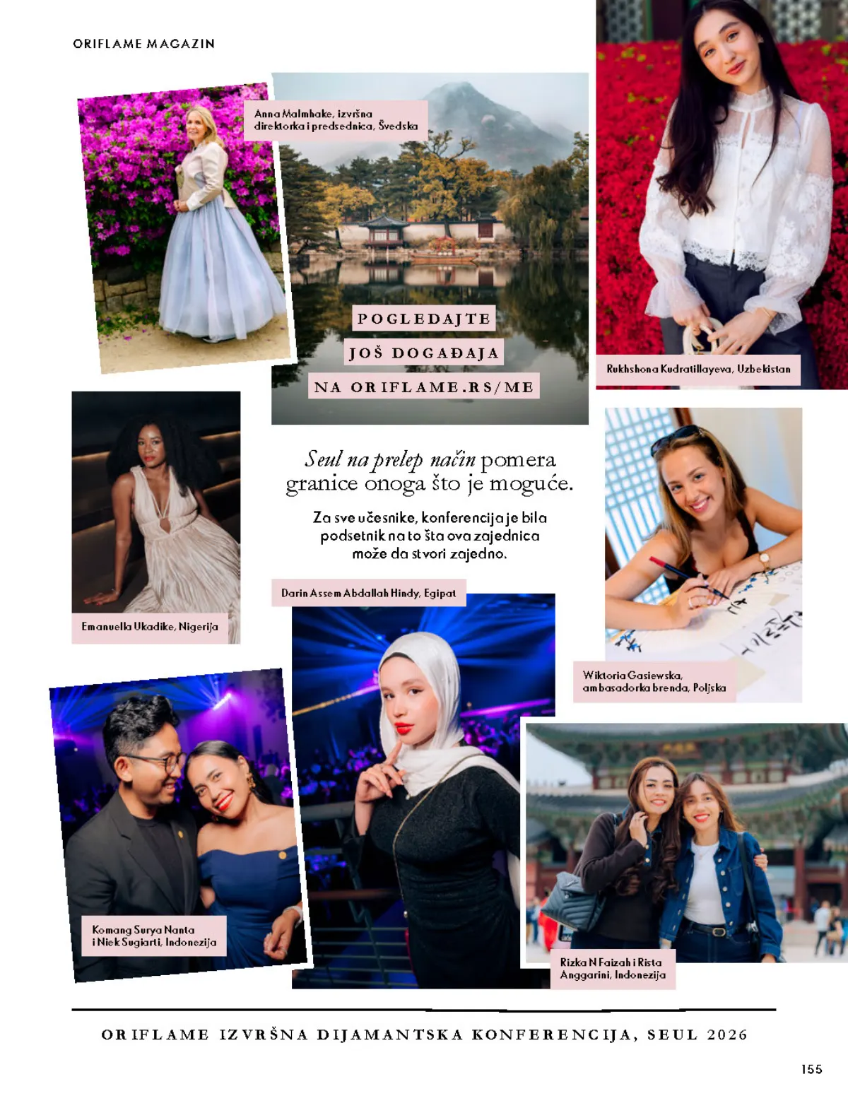 Oriflame katalog 07.10–17.11.2026, strana 155 – Fotografije i učesnici Oriflame konferencije u Seulu.